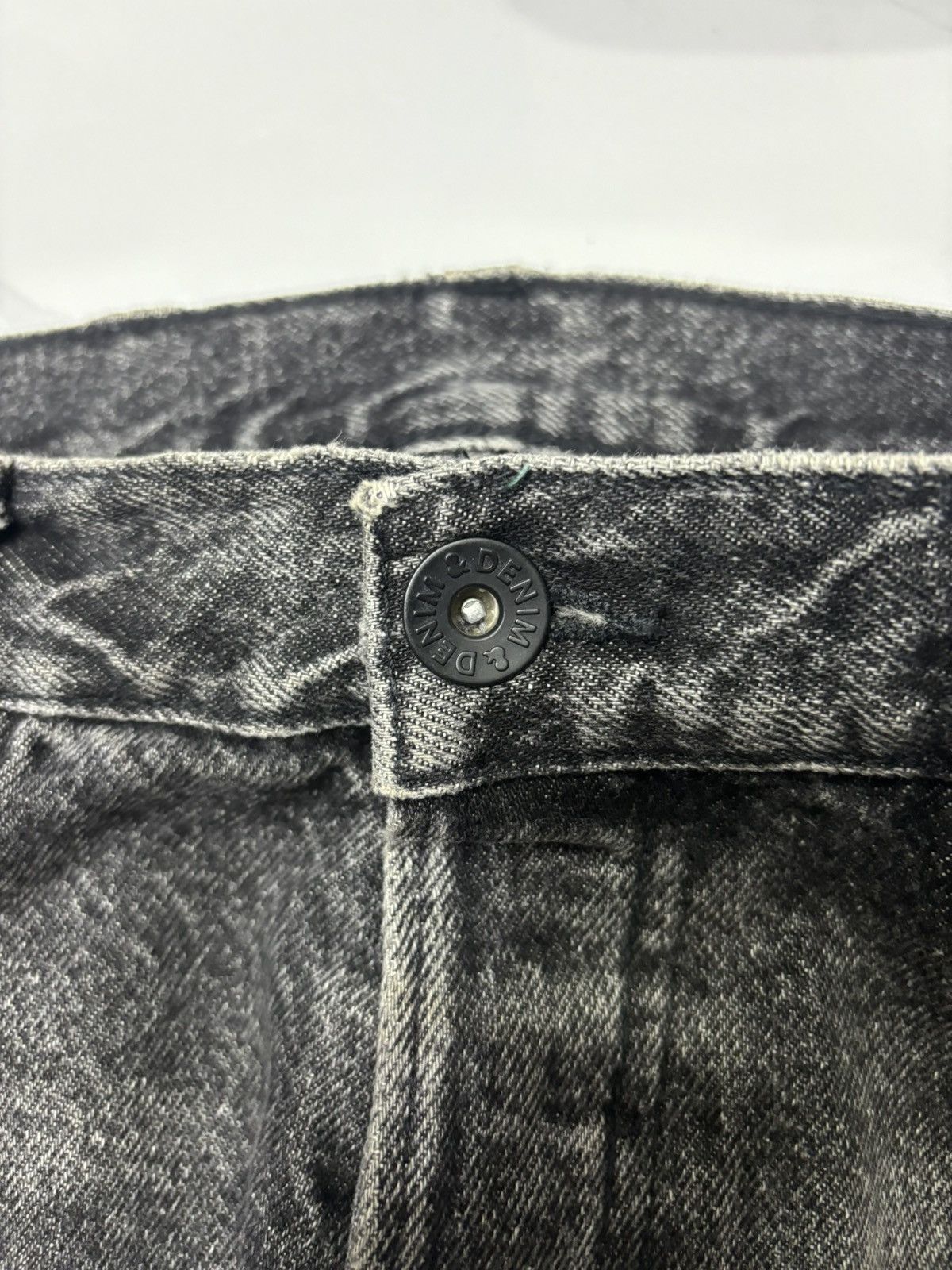 If Six Was Nine Vintage &Denim Charcoal Black Distressed Denim Jeans Size US 34 / EU 50 - 10 Thumbnail
