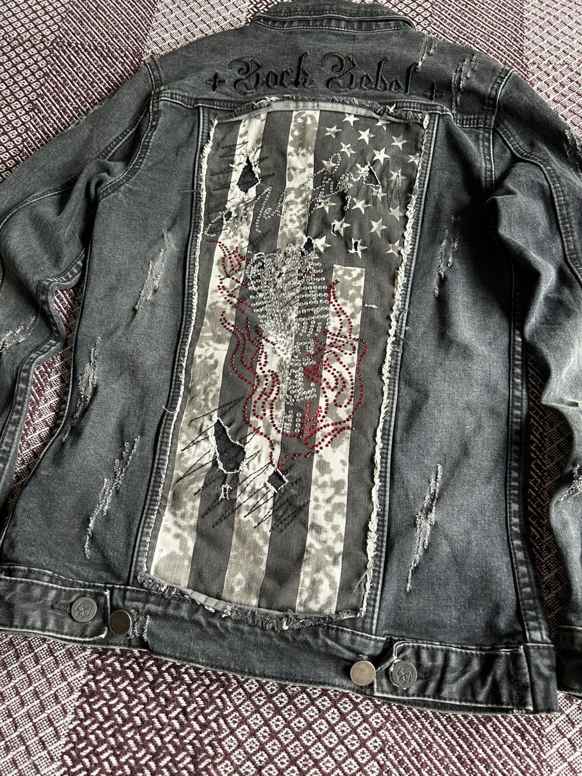 Rock Revival Rock Rebel Denim Jacket Big Print USA Flag Women Size Small Size S / US 4 / IT 40 - 5 Thumbnail