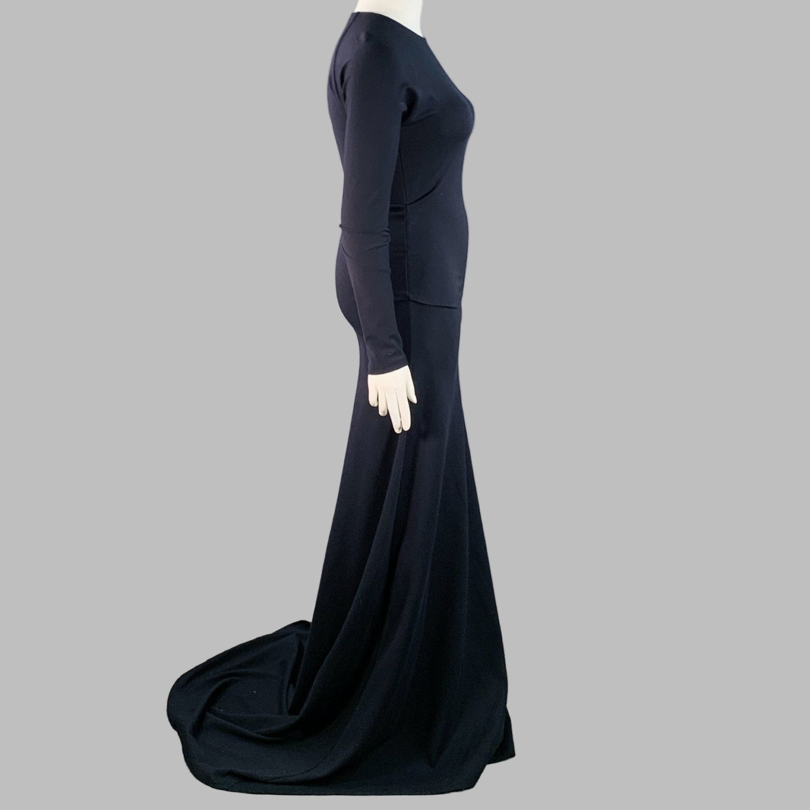 Jil Sander JIL SANDER Navy Viscose Blend Ruched Long Evening Gown Size L / US 10 / IT 46 - 2 Thumbnail