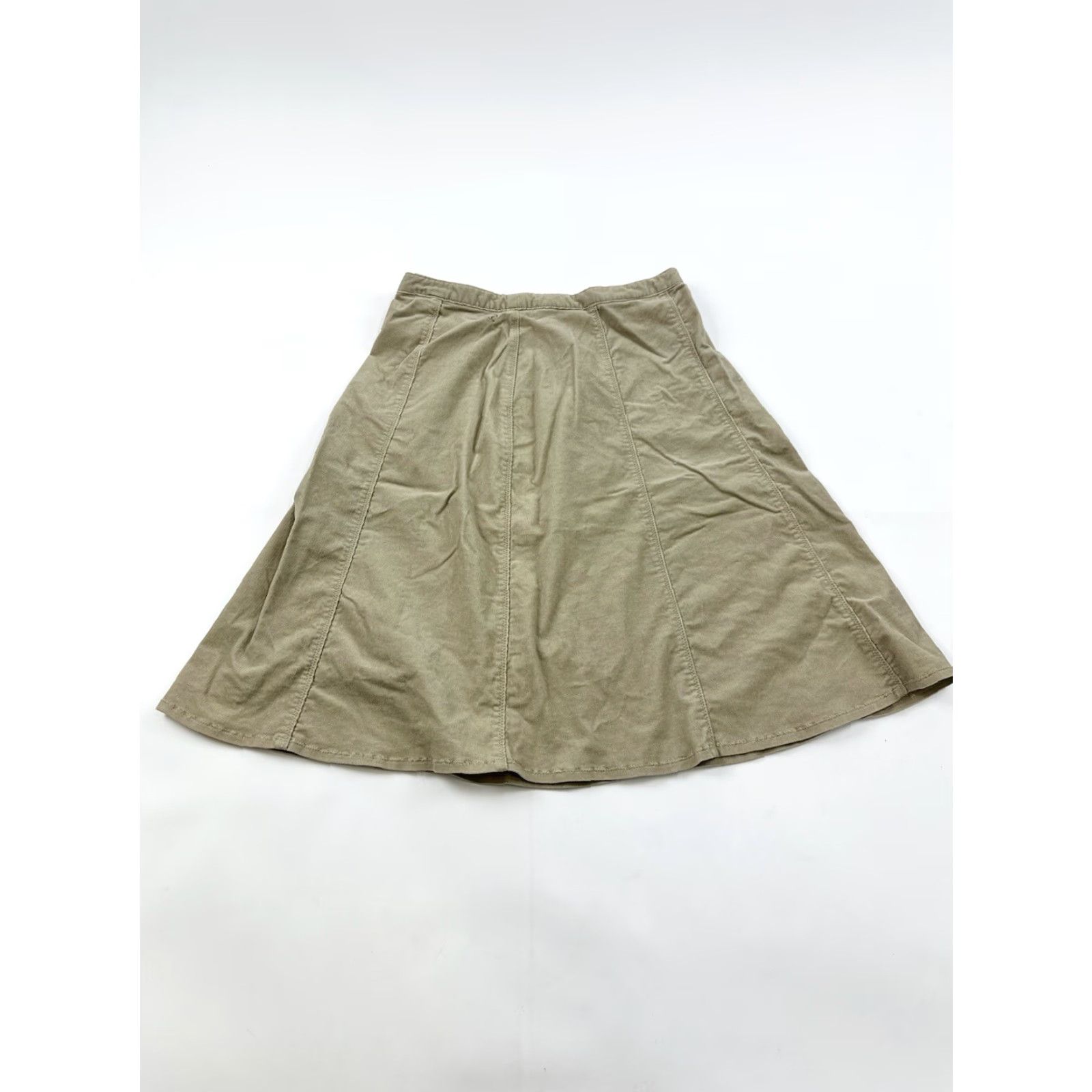 Vintage HORNY TOAD Skirt Women's L Khaki Corduroy A-Line Knee Length Beige Cotton Elastane Pull On Size 36" / US 14 / IT 50 - 2 Thumbnail