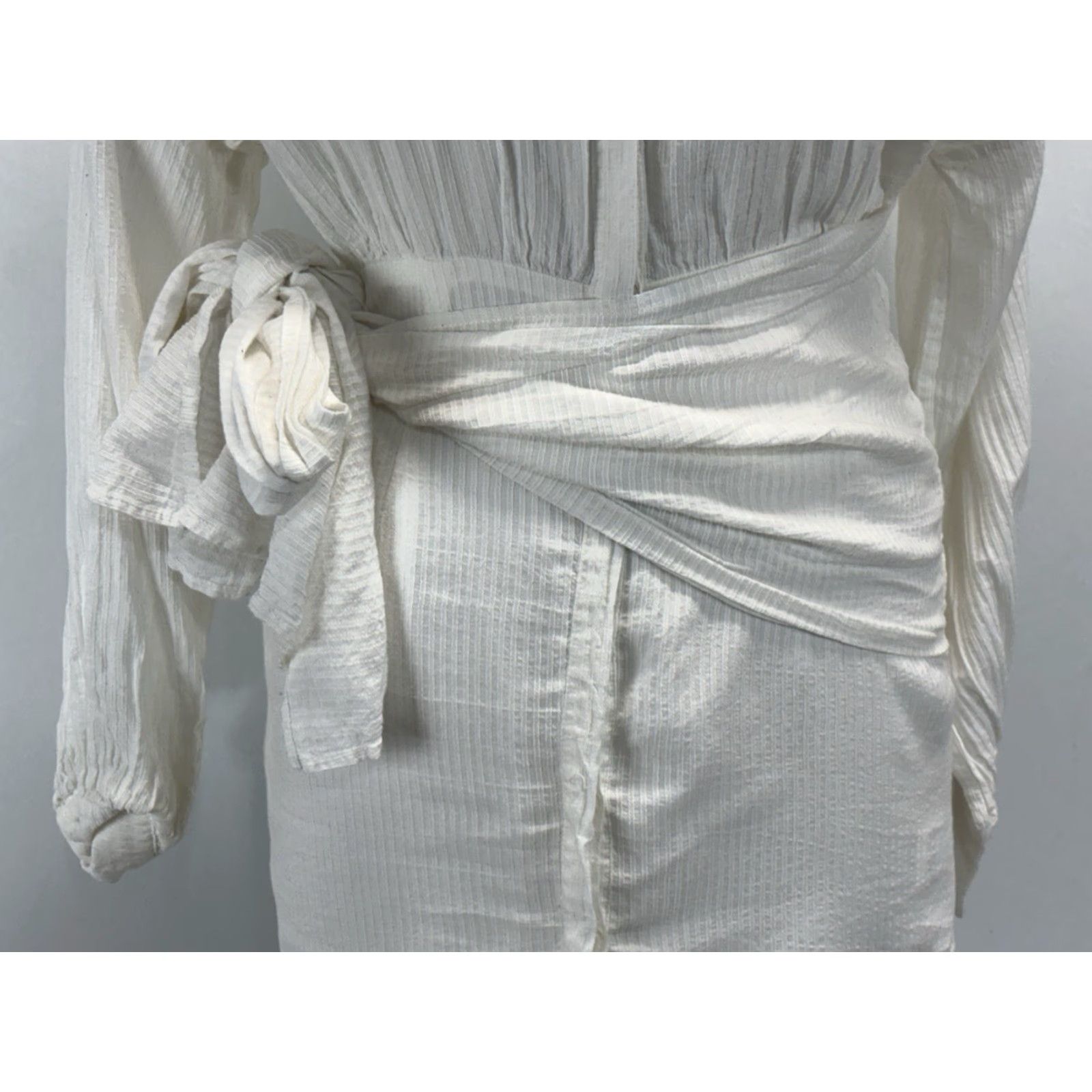 Vintage Atoir The Ava Shirt Dress - Womens Size 6 White Banana Fiber Mini Tie Waist Size M / US 6-8 / IT 42-44 - 6 Thumbnail
