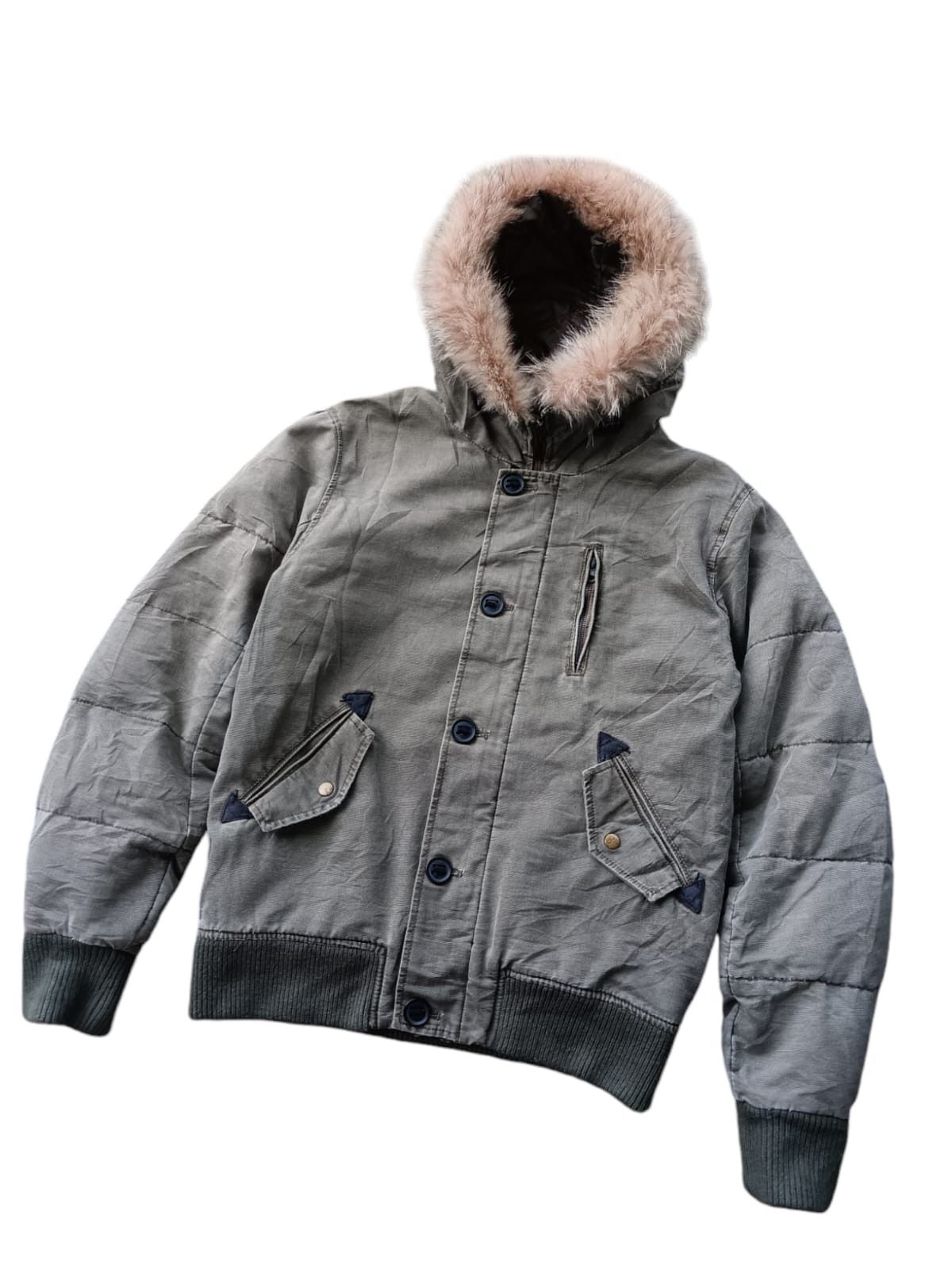 Japanese Brand 🇯🇵Japanese fur hoodie sun faded bomber vintage jacket Size US L / EU 52-54 / 3 - 9 Thumbnail
