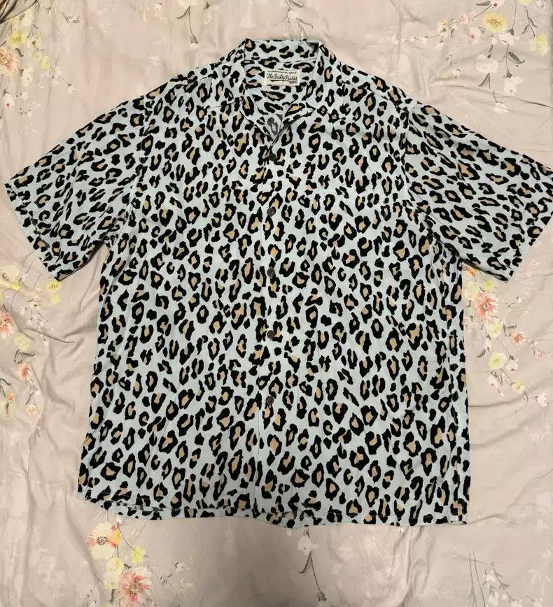 トップス WACKO MARIA BLUE LEOPARD PRINT CASUAL L Wacko Maria - Camp-Collar Leopard-Print TENCEL™ Lyocell