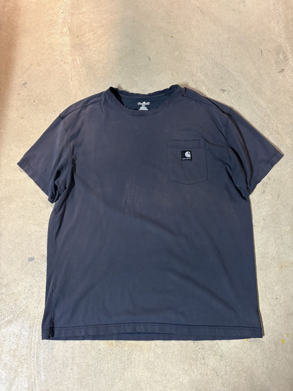 Carhartt VTG 00’s Carhartt Distressed Pocket Tee T-shirt Faded Navy Size US XL / EU 56 / 4 - 1 Thumbnail