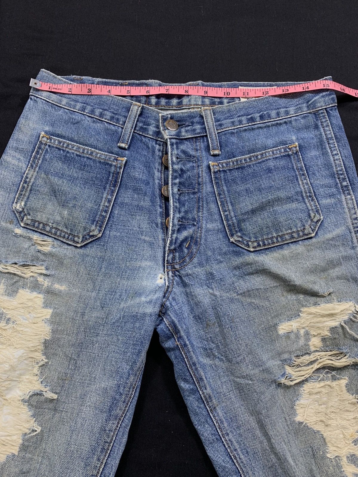 Le Grande Bleu (L.G.B.) Vintage Big John Japan Distressed super Flare Denim pants Size US 31 - 7 Thumbnail