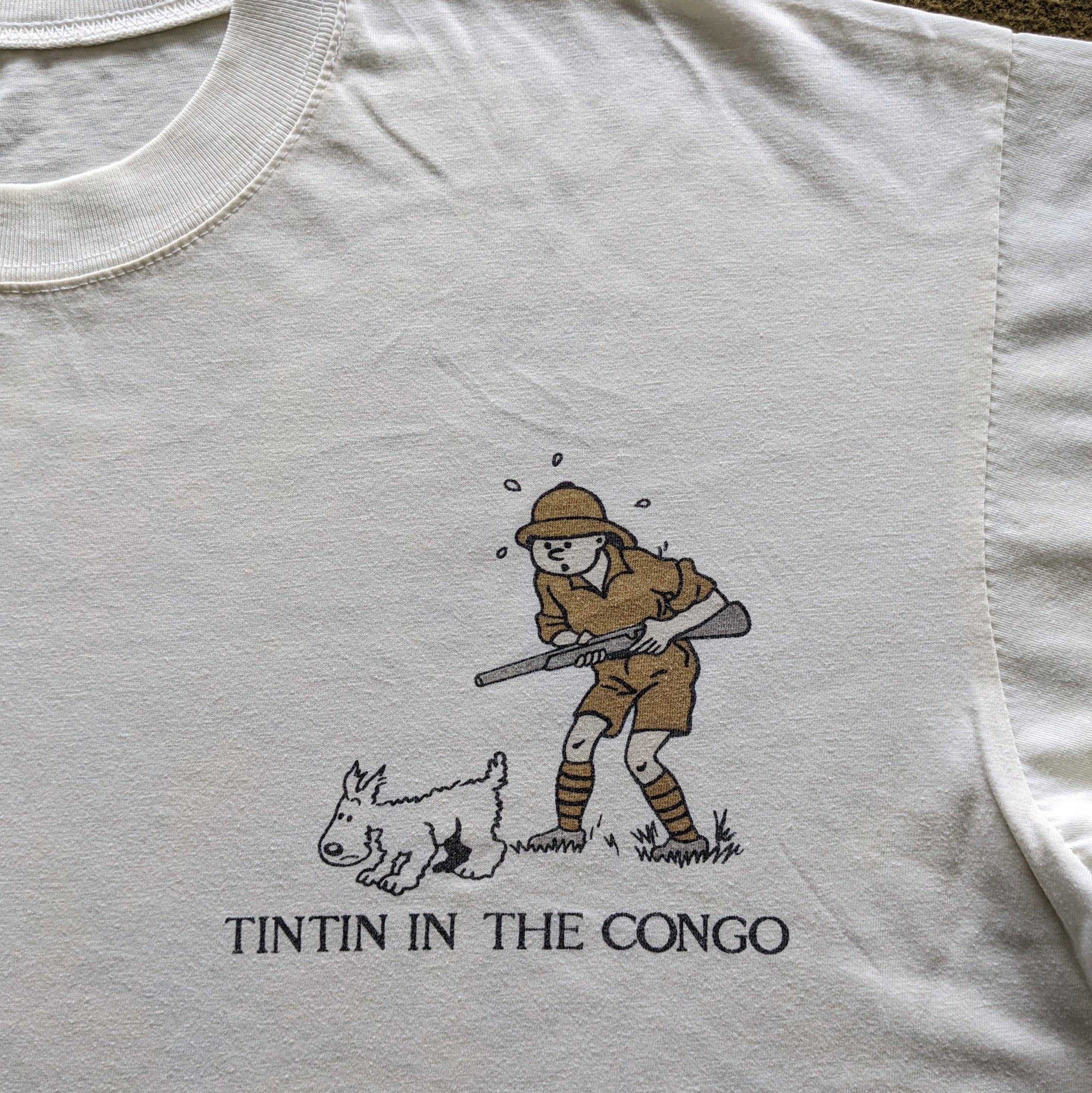 Vintage Vintage 90's Tintin In The Congo American Cartoon T-shirt Size US XL / EU 56 / 4 - 4 Thumbnail