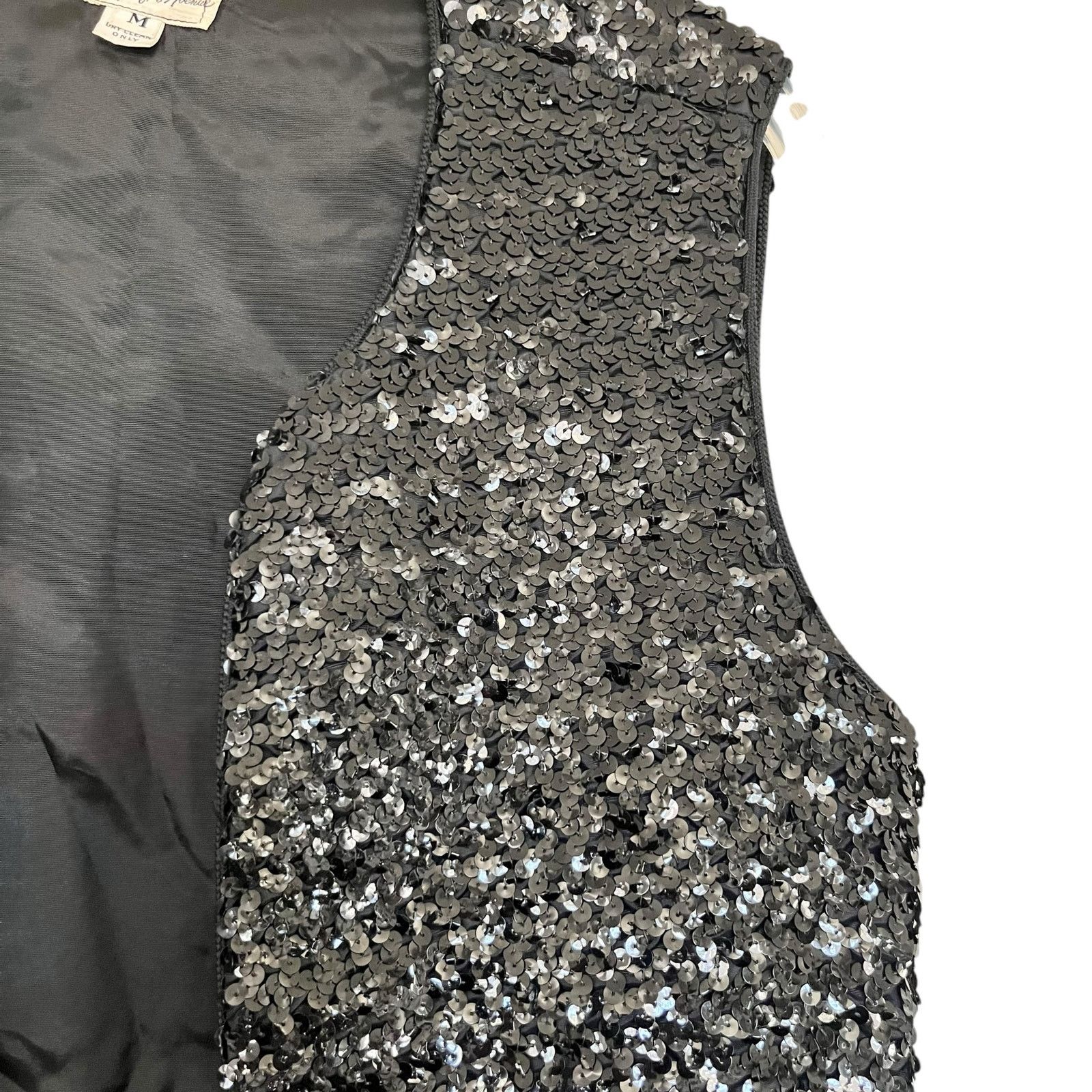 Saks Fifth Avenue Saks Fifth Avenue Vintage Black Sequin Embellished Vest Size M / US 6-8 / IT 42-44 - 2 Thumbnail