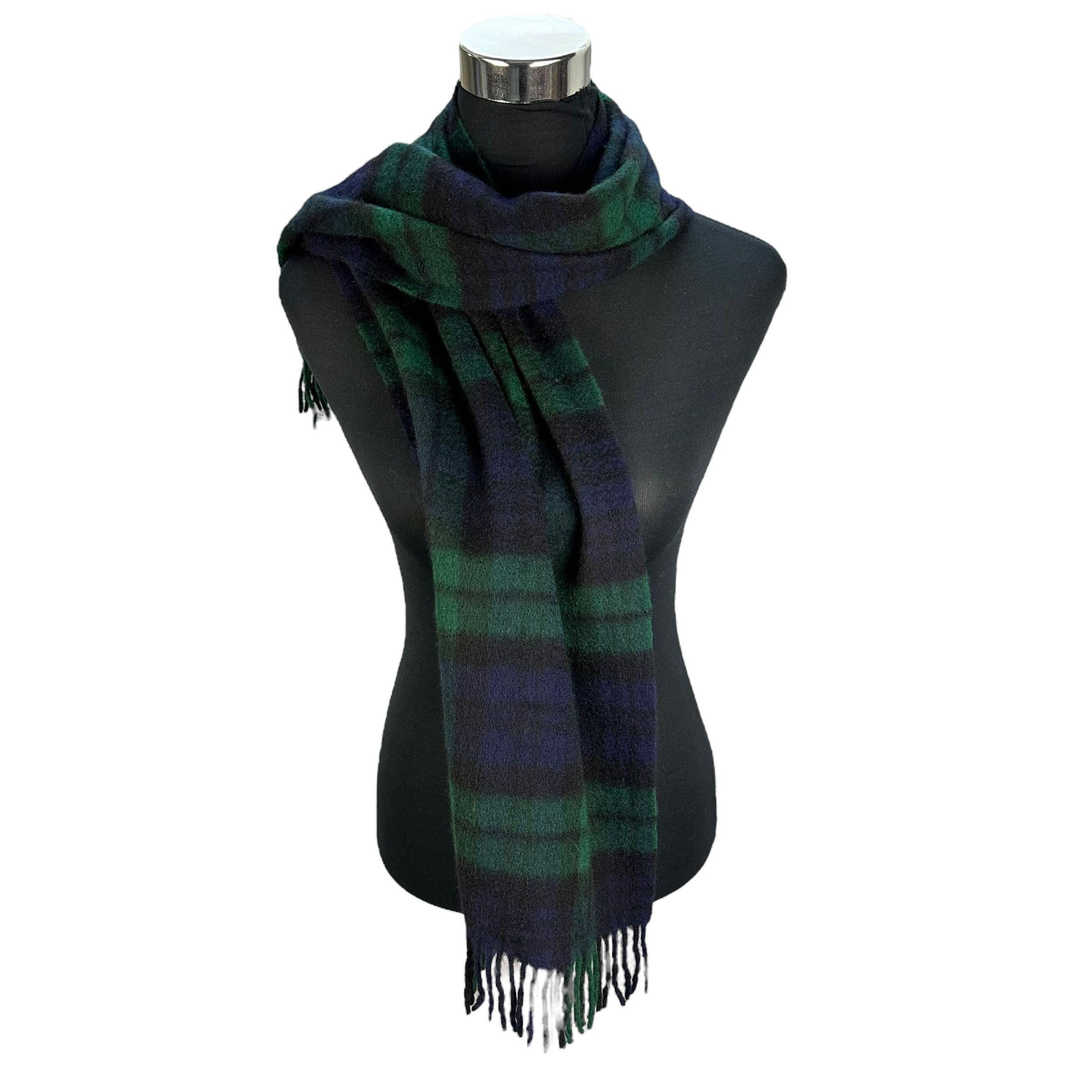 Burberry Vintage 90s BURBERRYS Green Check Cashmere Muffler #A62-1483 Size ONE SIZE - 1 Thumbnail
