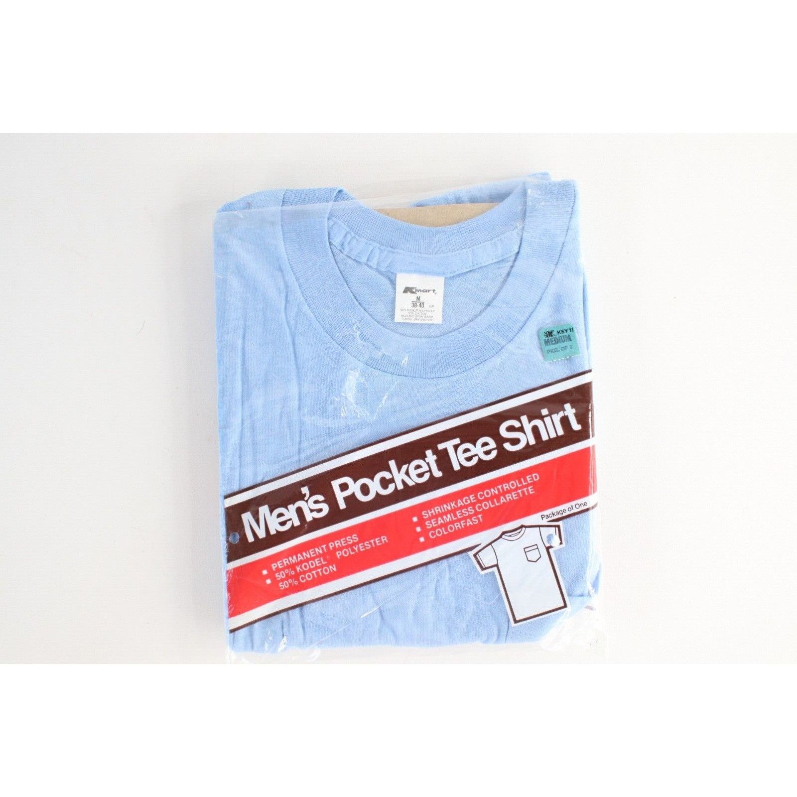 Vintage Deadstock Vintage 70s Streetwear Blank Pocket T-Shirt Blue Size US M / EU 48-50 / 2 - 1 Thumbnail
