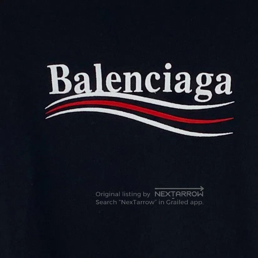 Balenciaga Balenciaga Black Logo Lettering Embroidered Cotton Crewnec Size US M / EU 48-50 / 2 - 5 Thumbnail