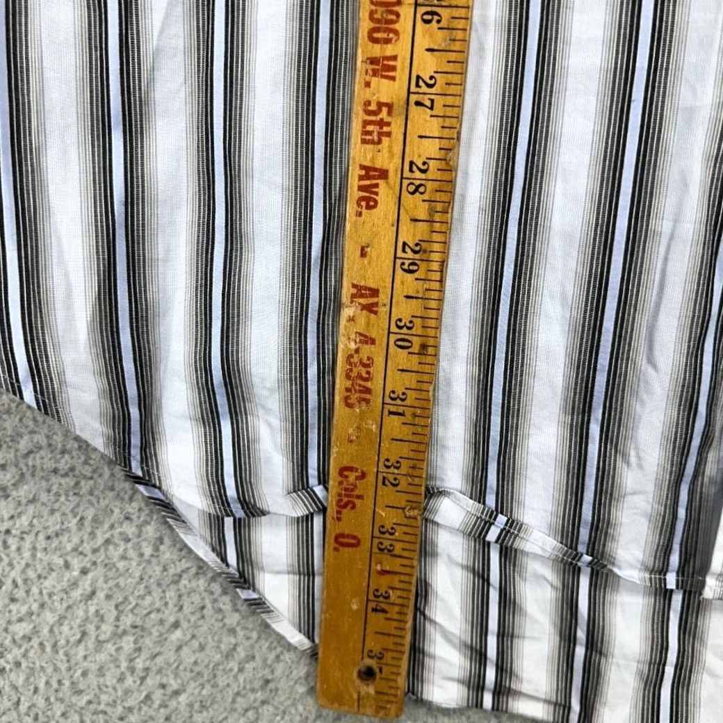 Vintage T.M. Lewin Dress Shirt Men 17.5-38 Light Blue Black Stripe Button Up Regular Fit Shirt Mens Long Sleeve Cotton Striped French Cuff Size 48R - 7 Thumbnail