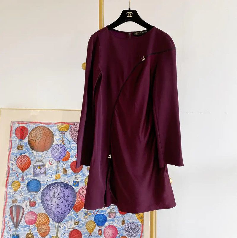 Versace Versace Long Sleeve Violet Dress for Women 0089 Size XL / US 12-14 / IT 48-50 - 1 Thumbnail