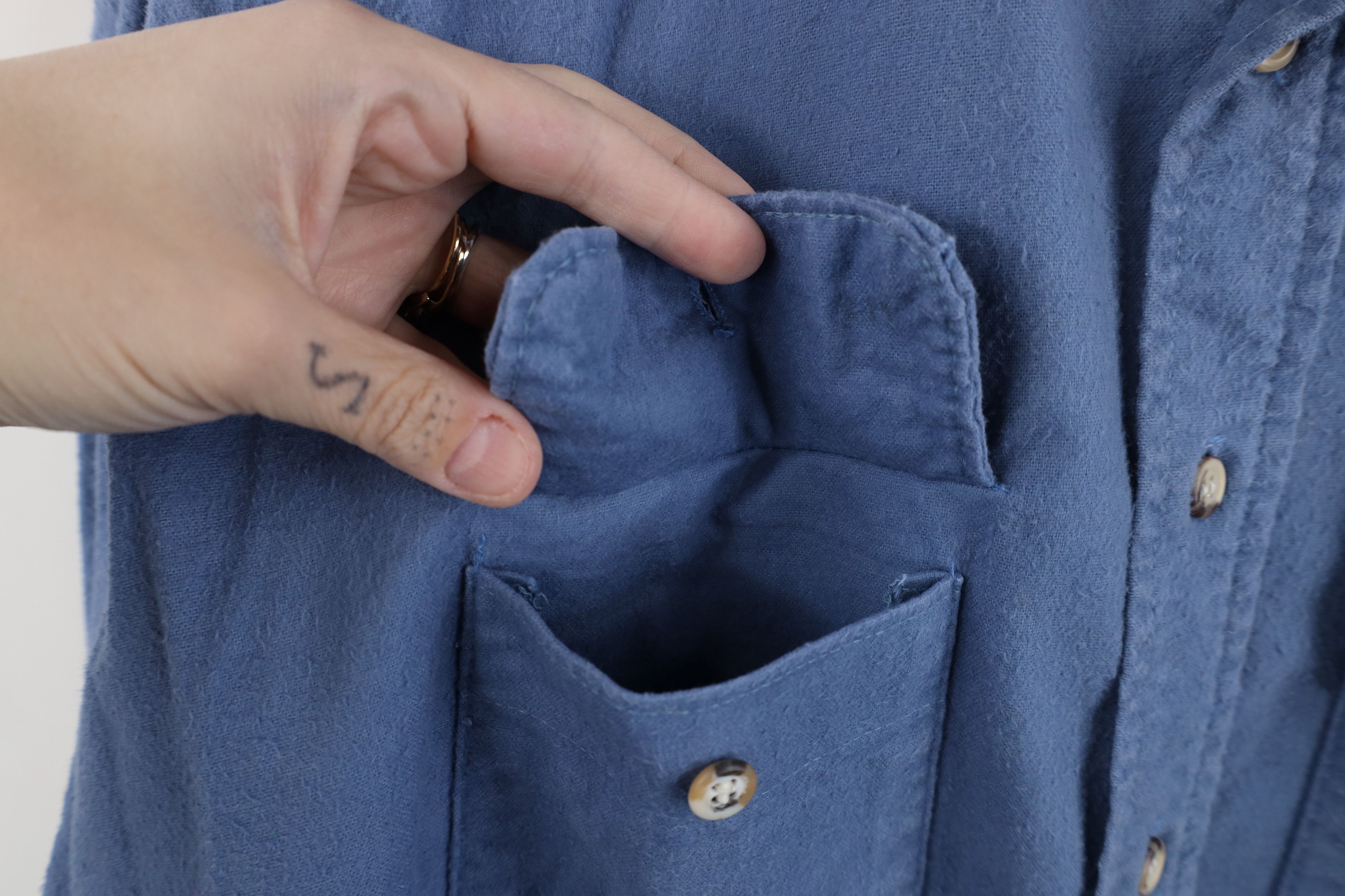 FiveBrother Vintage 90s Five Brother Chamois Cloth Button Shirt Blue USA Size US XXL / EU 58 / 5 - 6 Thumbnail