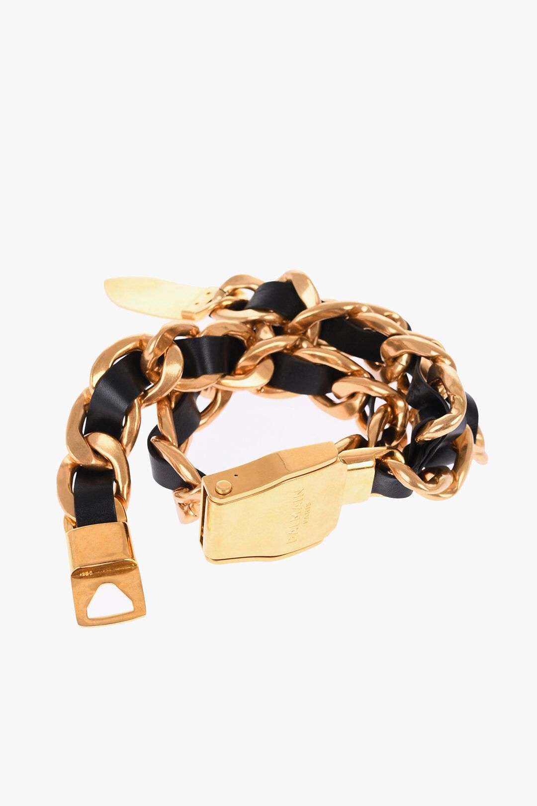 Balmain Low-Rise Leather Belt with Chain Size ONE SIZE - 1 Thumbnail