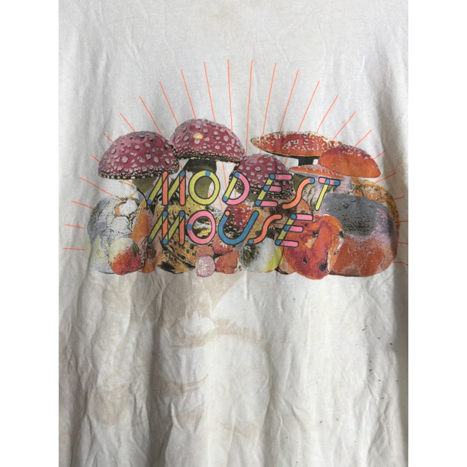 Vintage ambsn shirt Mens Large Modest Mouse Tee Mushrooms Stained Throughout White Size US L / EU 52-54 / 3 - 5 Thumbnail