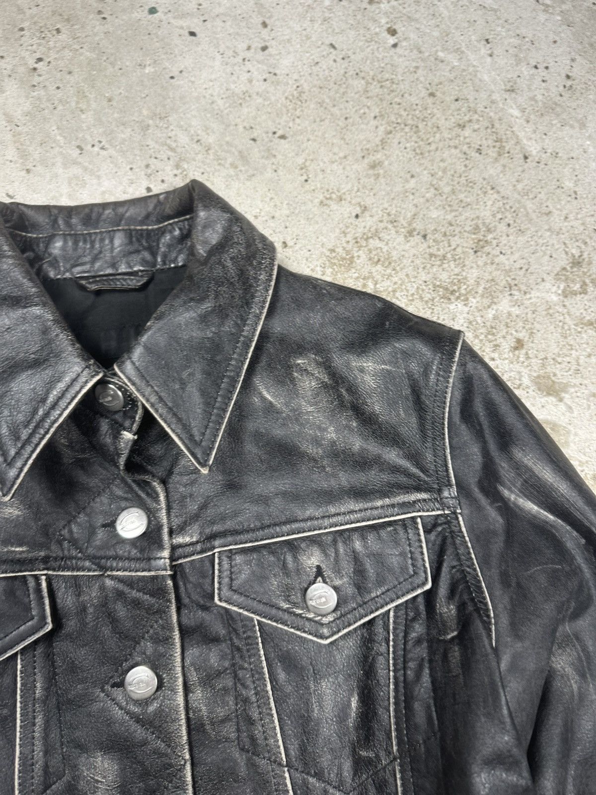 Just Cavalli Cavalli 2000s Eroded Brut Archive Leather Trucker Jacket Size M / US 6-8 / IT 42-44 - 8 Thumbnail