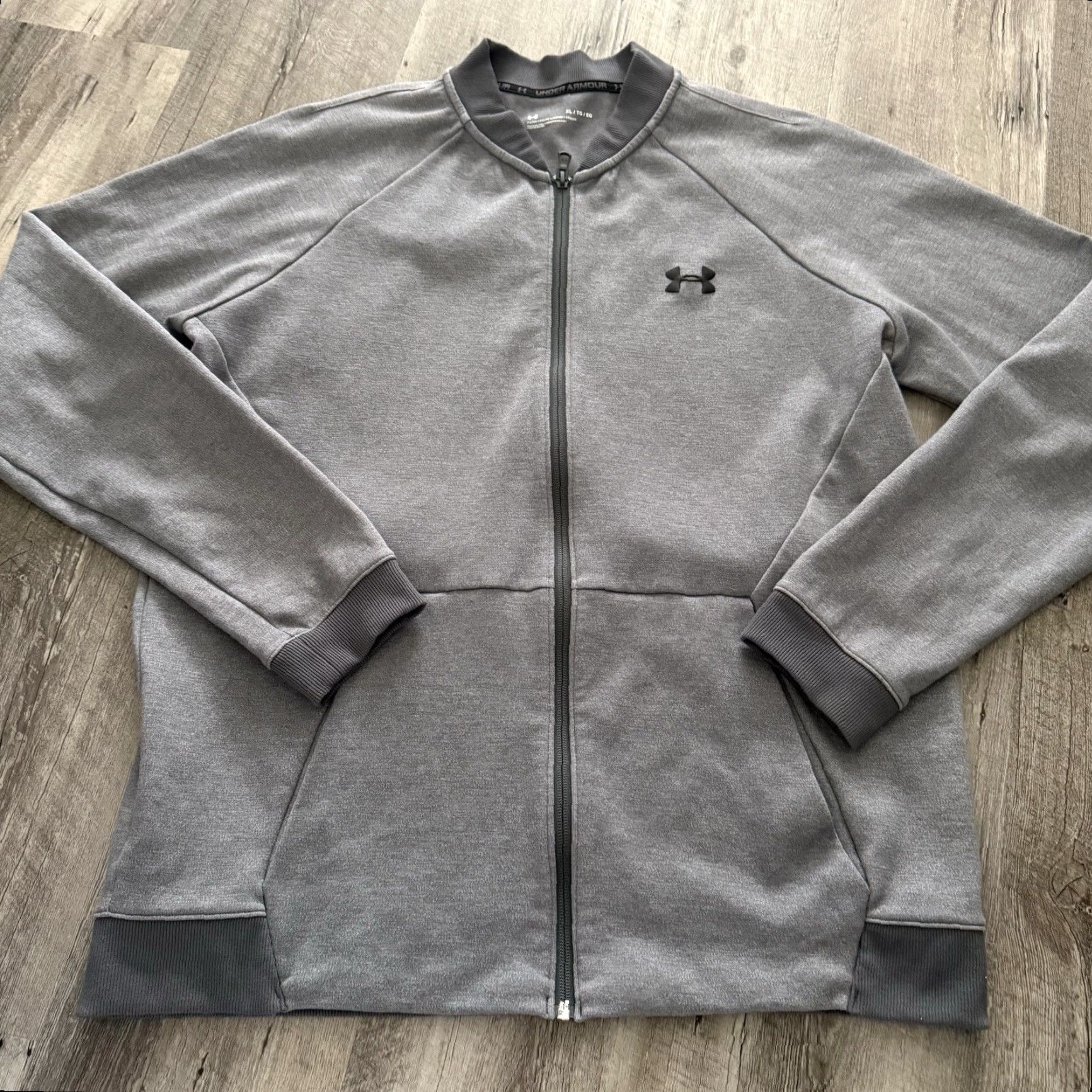 Under Armour Under Armour UA Double Knit Bomber Jacket Mens XL Gray Zip Full Zip Pockets Breathable Athletic Fit 1347272 Size US XL / EU 56 / 4 - 5 Thumbnail