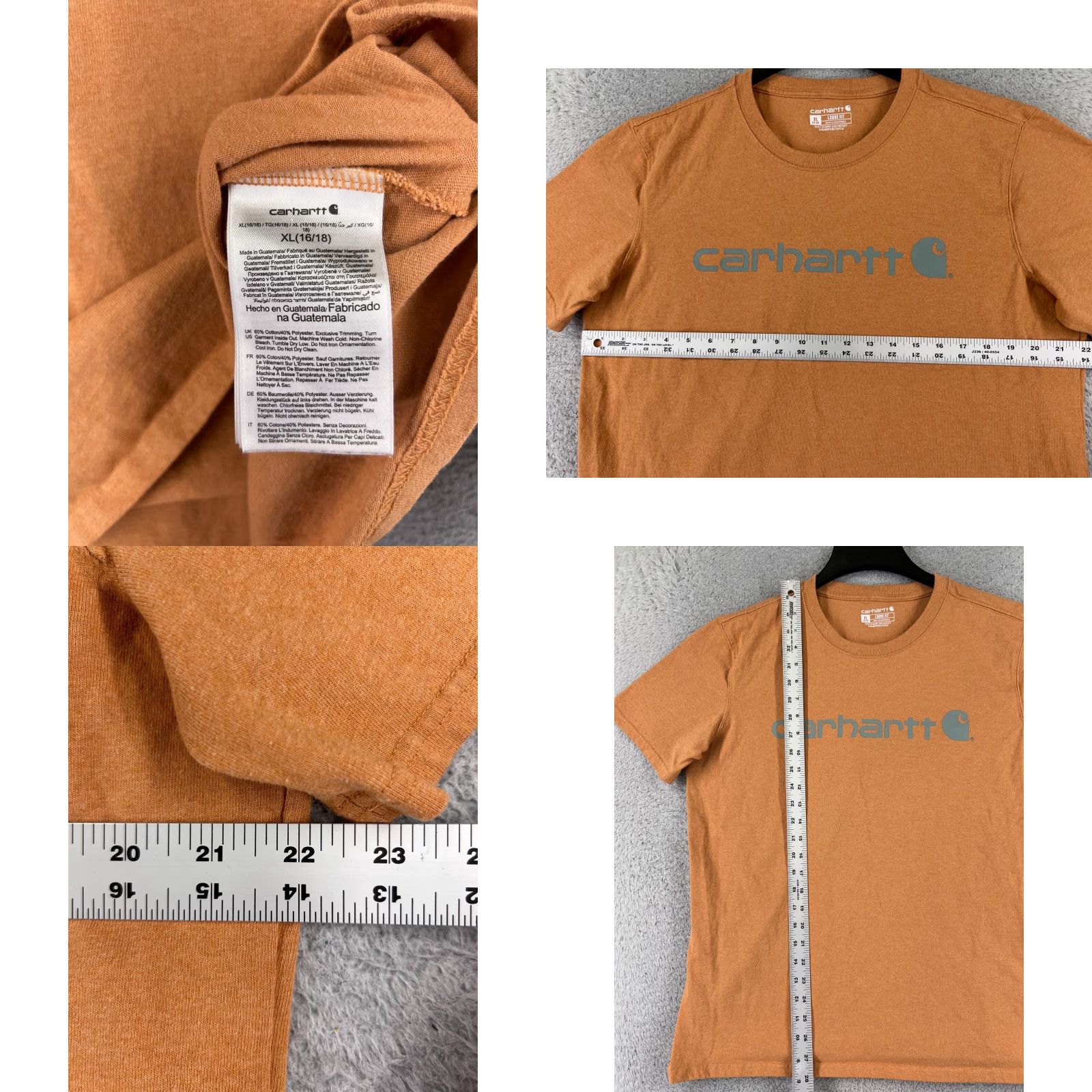 Carhartt Carhartt Shirt Womens XL Orange Short Sleeve Crew Neck Cotton Blend Jersey Size XL / US 12-14 / IT 48-50 - 8 Thumbnail