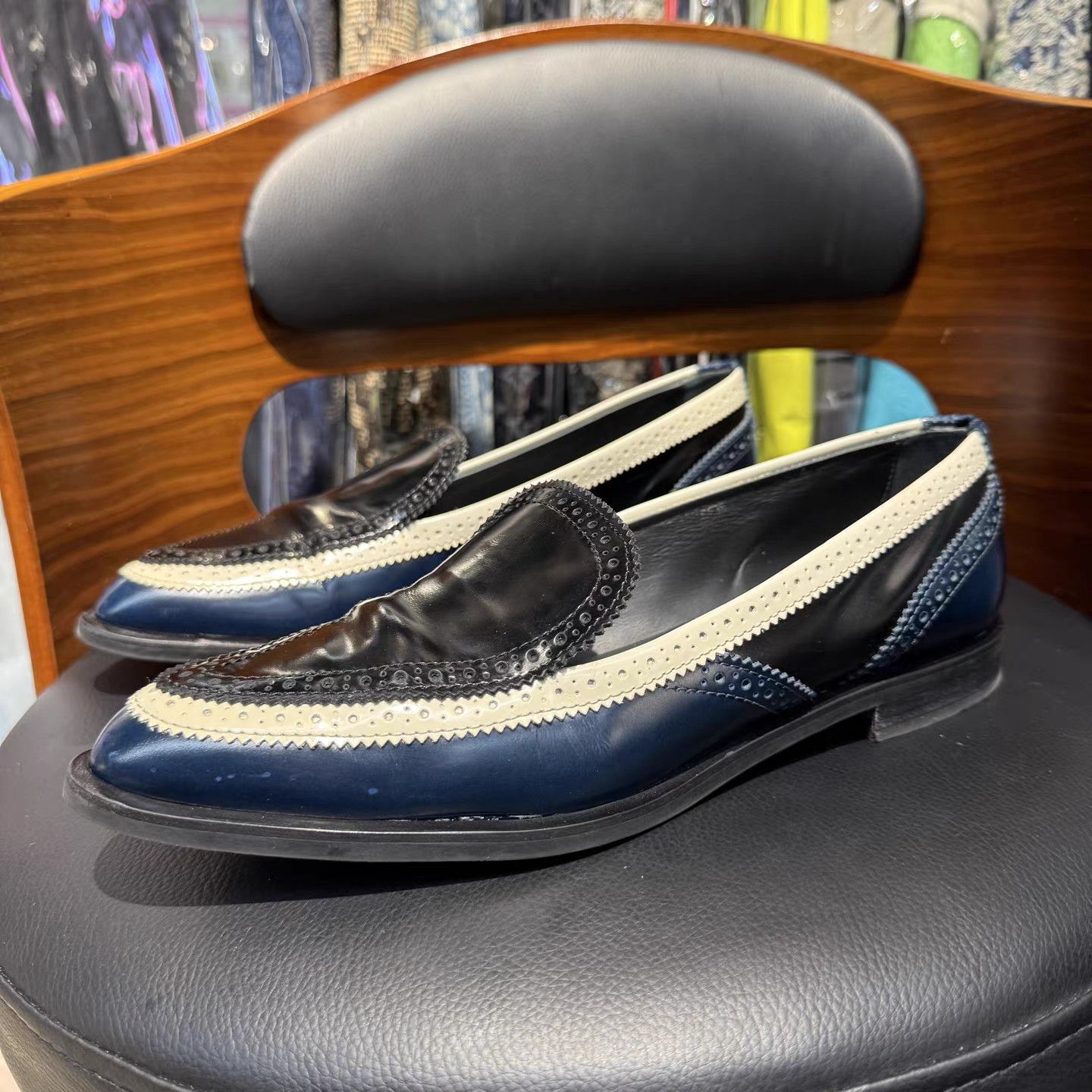 Tod's Tods Black & Blue Color Block Loafers K15 Size US 9 / IT 39 - 1 Thumbnail