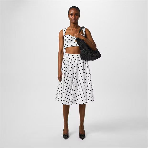Dolce & Gabbana o1g2r1mq1024 Polka Crop Top in Bianco & Black Size XL / US 12-14 / IT 48-50 - 6 Thumbnail