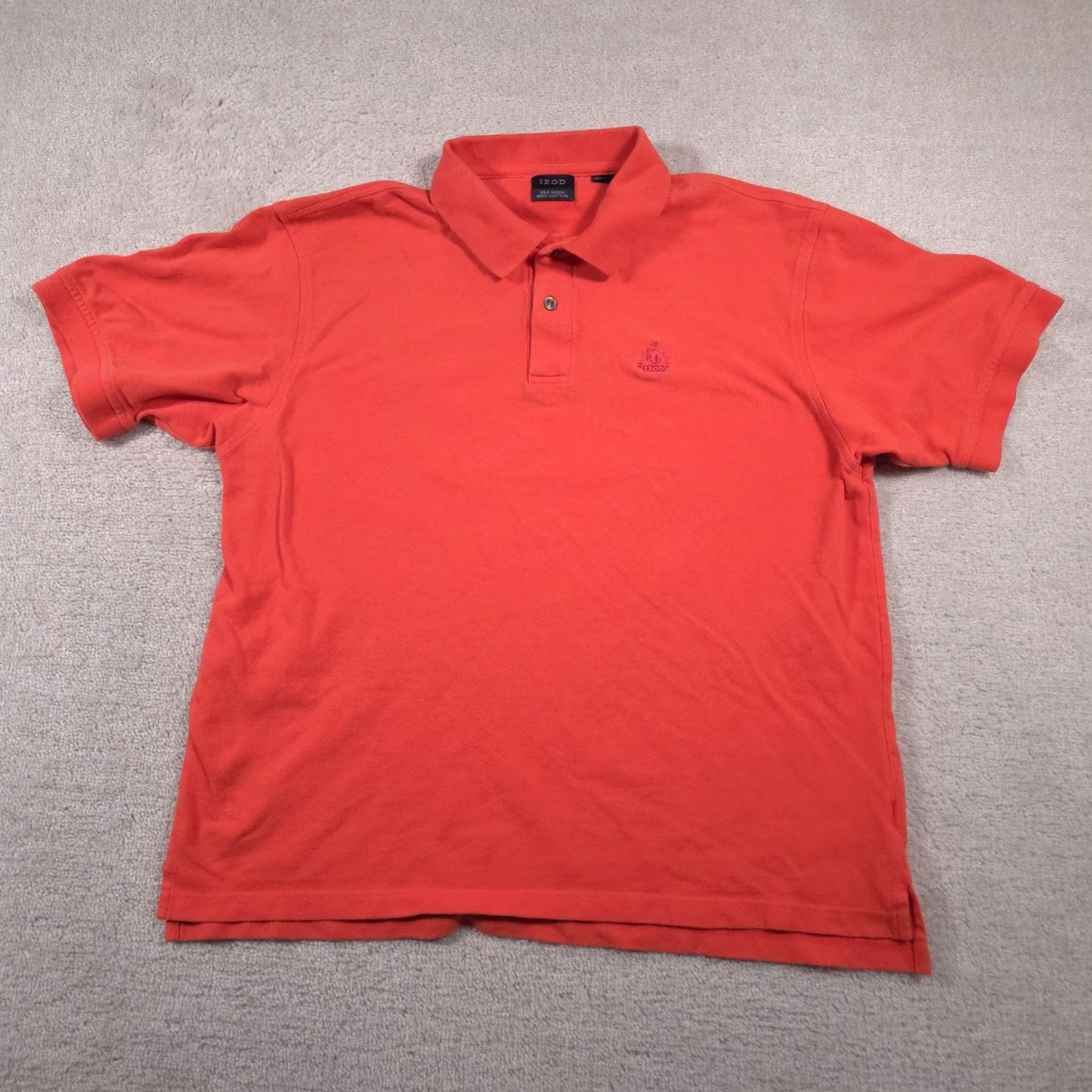 Izod IZOD Polo Shirt Mens XL Orange Silk Wash Pique Embroidered Crest Golf Short Sleeve Size US XL / EU 56 / 4 - 2 Thumbnail