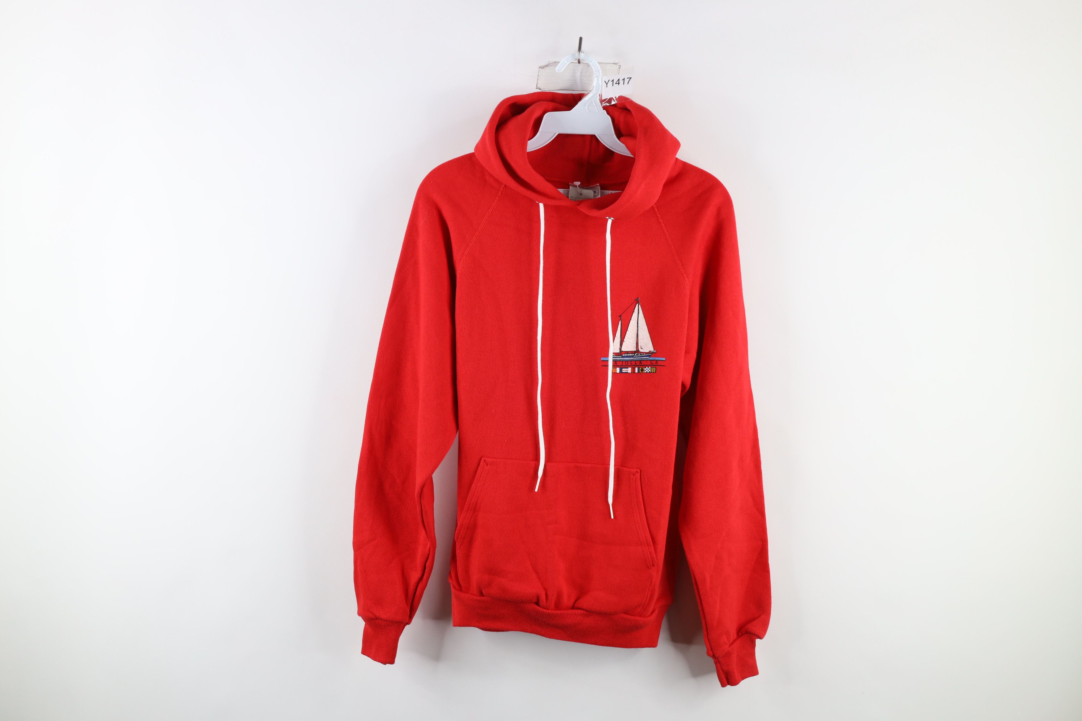 image of Deadstock Vintage 80's Sailboat Hoodie Sweatshirt Usa in Red, Men's (Size Small)