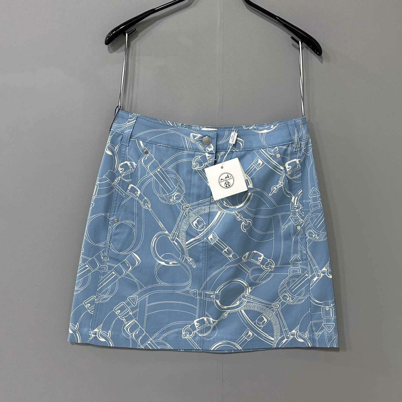 Hermes Hermes Denim Printed Blue Skirt 28 Women Size 28" / US 6 / IT 42 - 1 Thumbnail