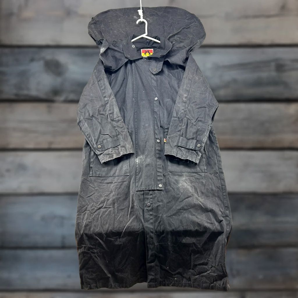 CLOT Kakadu Traders Coat Mens L Black Duster Oilskin Waxed Tin Cloth 1032 Australia Coat Weatherproof Waxed Hooded Long Trench Black Mens L Size US L / EU 52-54 / 3 - 1 Thumbnail