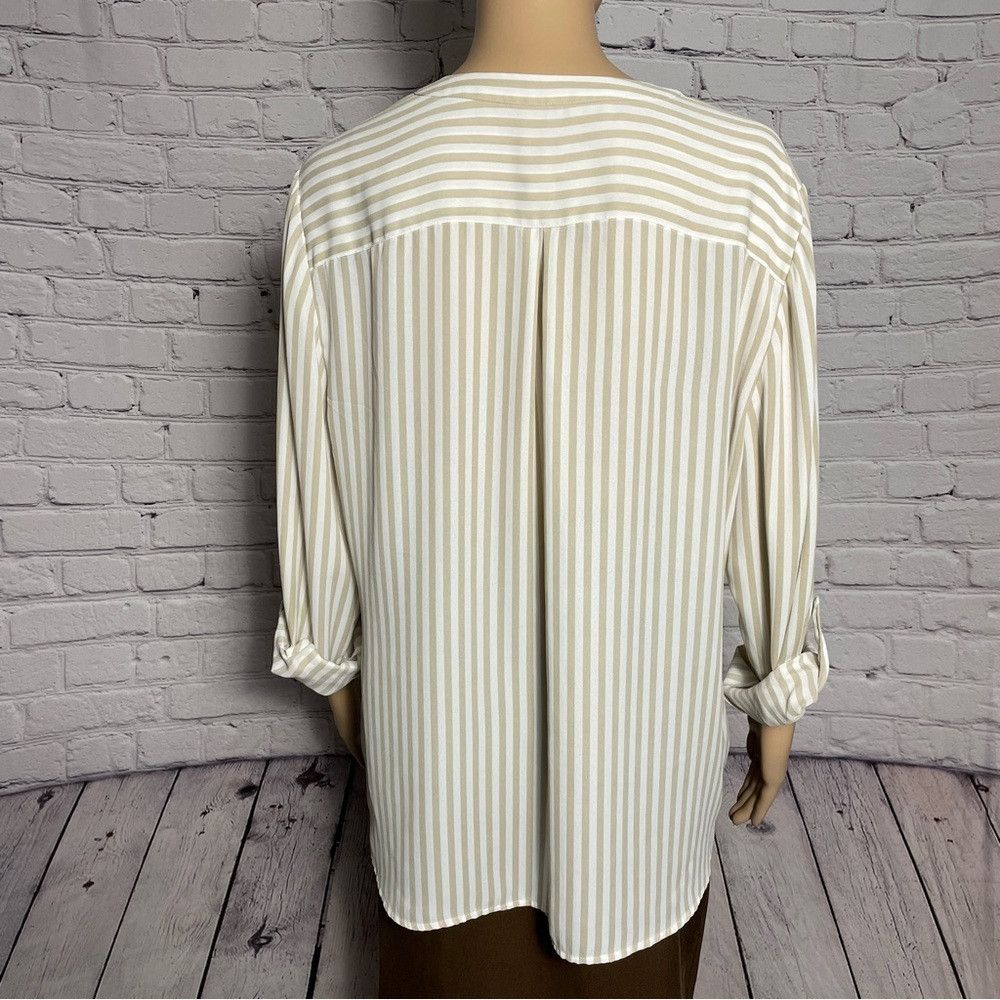 Chicos Chico's Striped Long Sleeve Front Tie Blouse Size 2 US L Size L / US 10 / IT 46 - 5 Thumbnail