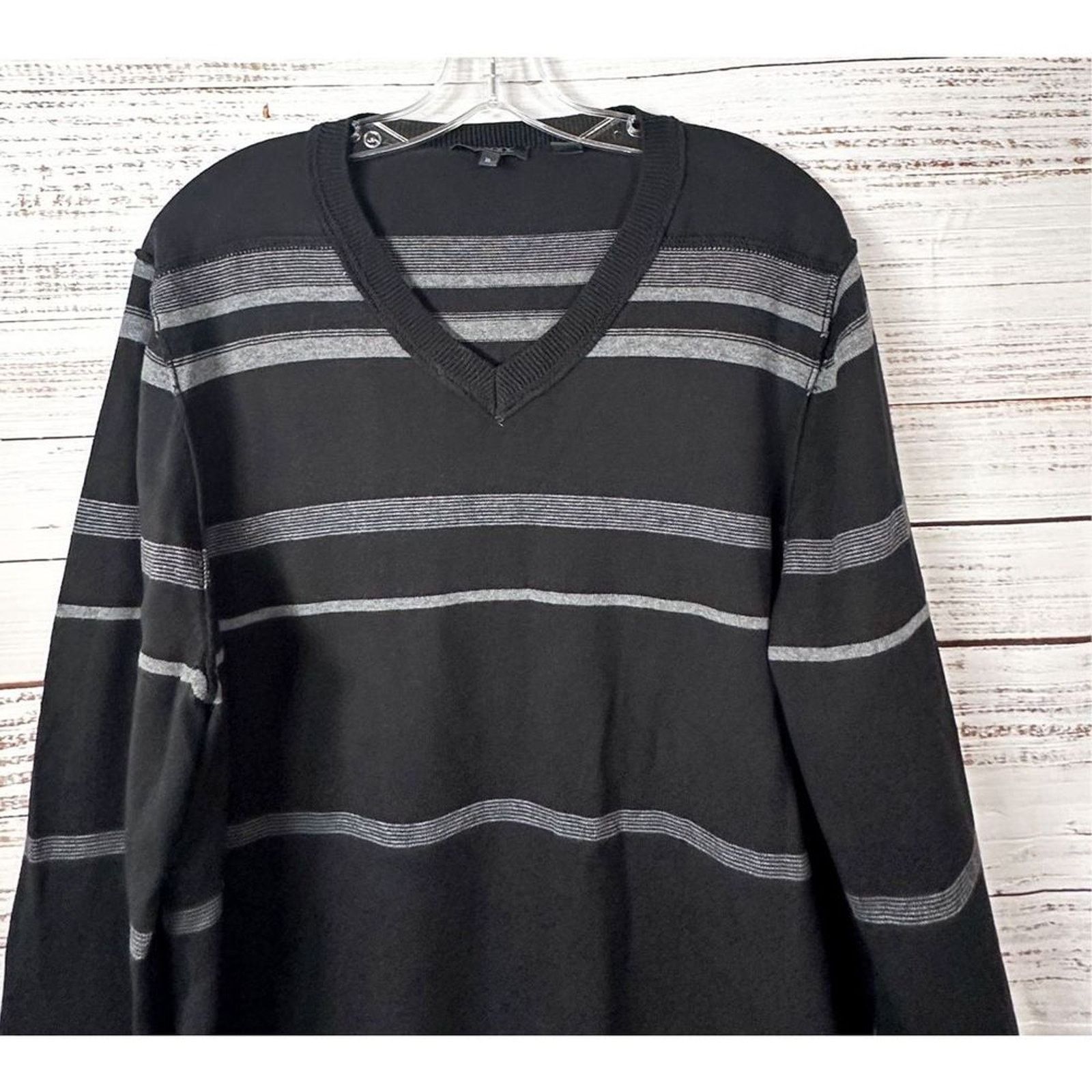 DKNY DKNY Editor Men's Striped Long Sleeve Sweater Black White XL Size US XL / EU 56 / 4 - 2 Thumbnail