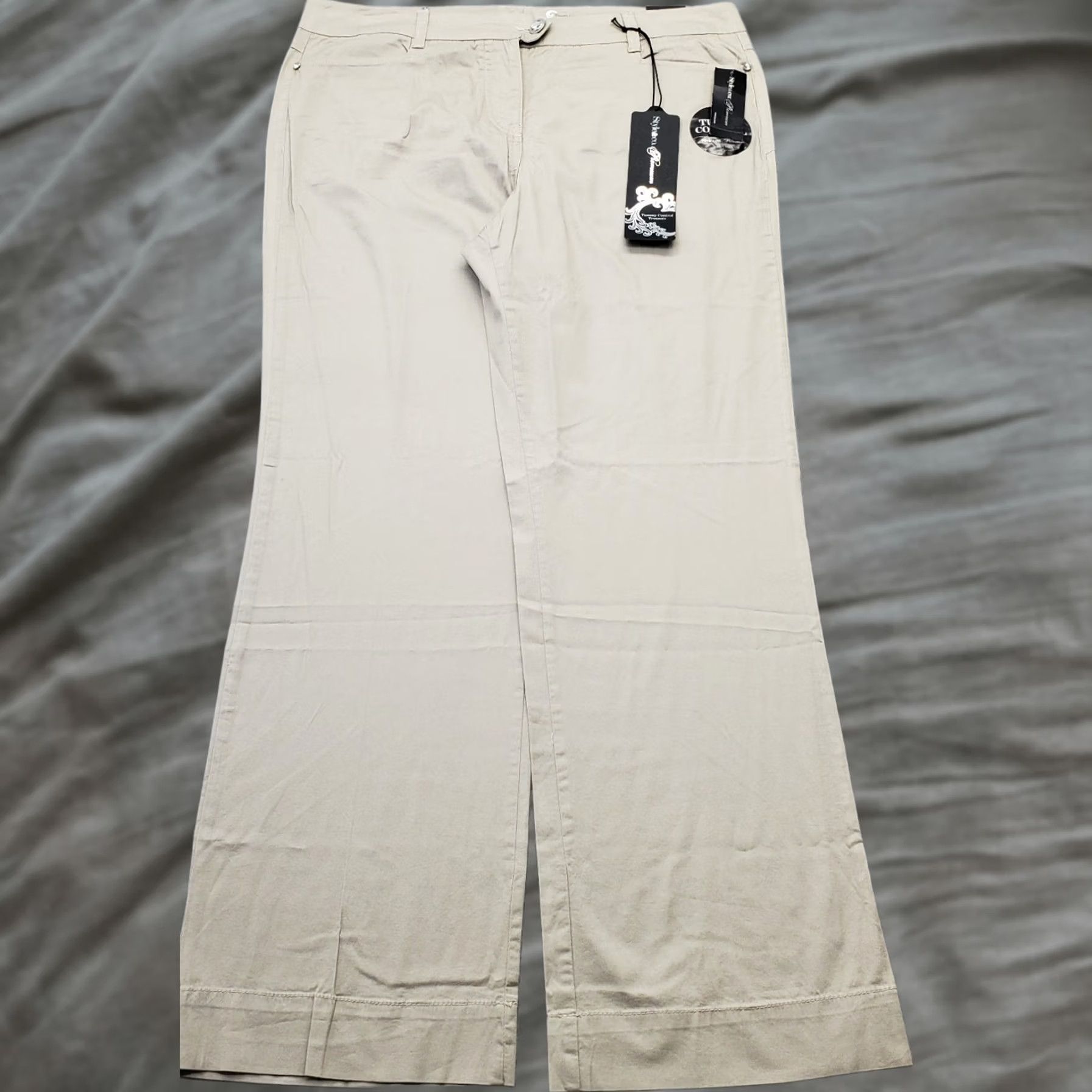Vintage Style&co. Premium Trouser Pants Womens 14 Tan Tummy Control Stretch Low-Rise Size 36" / US 14 / IT 50 - 1 Thumbnail