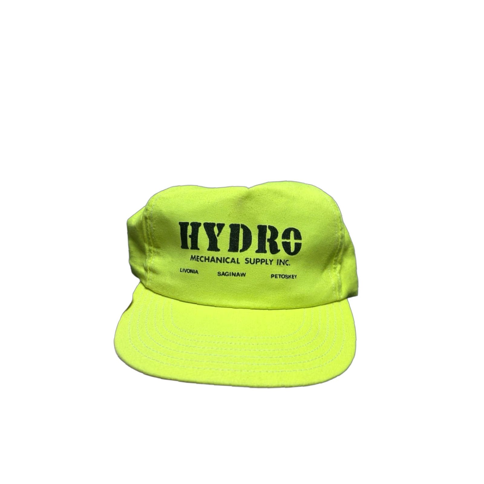 Vintage VINTAGE SnapBack hat cap hydro mechanical supply Michigan hi vis made in USA Mens Adjustable Yellow USA Snapback Size ONE SIZE - 1 Thumbnail