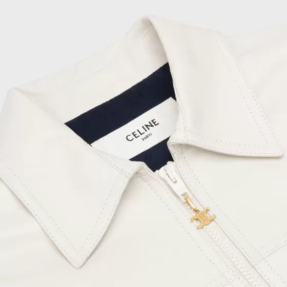 Celine o1bcso1str0824 Boule Blouson Jacket In Soft Lambskin White Size XXS / US 00 / IT 34 - 3 Thumbnail