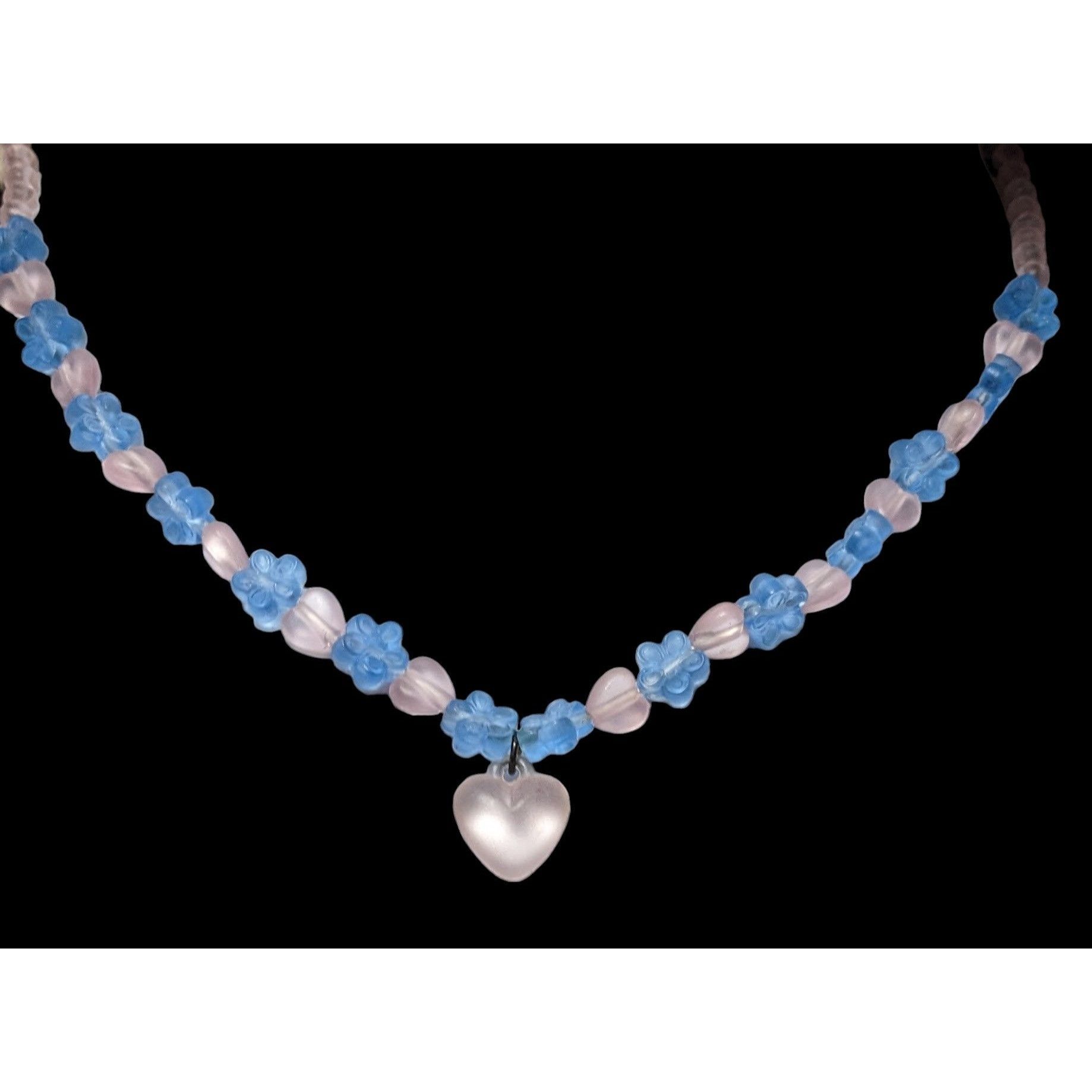 Other Kidcore Coquette Flower Heart Beaded Necklace Size ONE SIZE - 3 Thumbnail