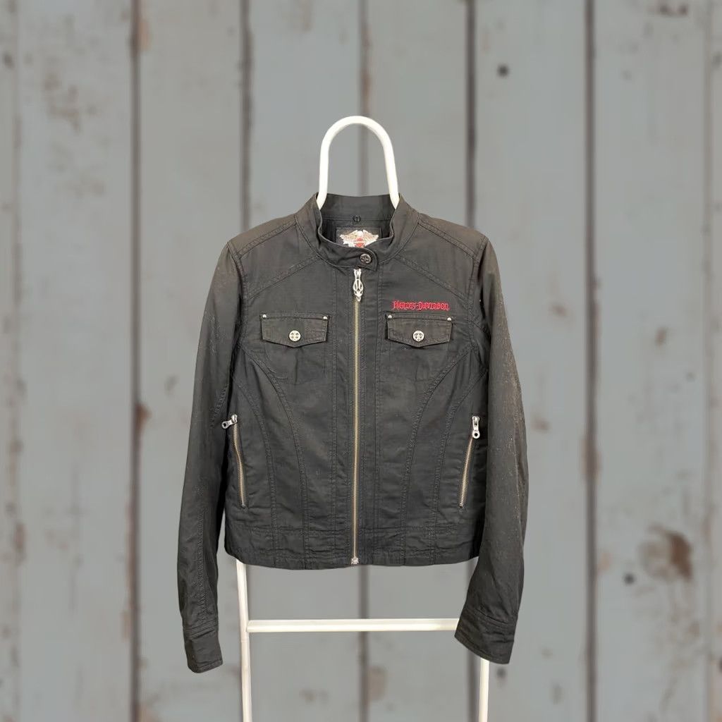 Harley Davidson Harley-Davidson Mens Jacket Black Long Sleeve Full Zip Embroidered Racer Casual Biker Regular Size M Size US M / EU 48-50 / 2 - 1 Thumbnail