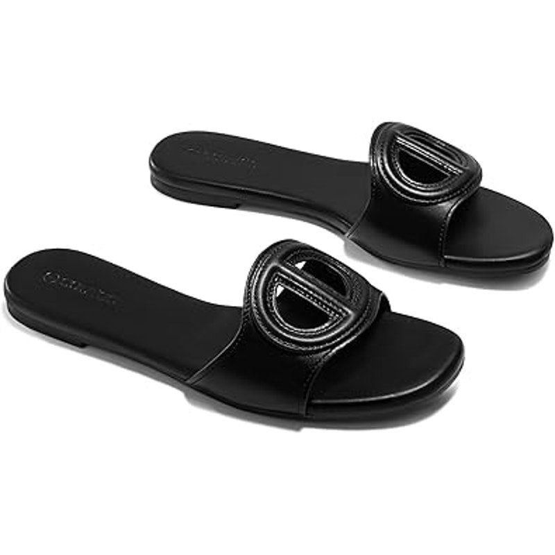 Other Coutgo Women's 7.5 Black Faux Leather Slide-On Sandals Size US 7.5 / IT 37.5 - 1 Thumbnail