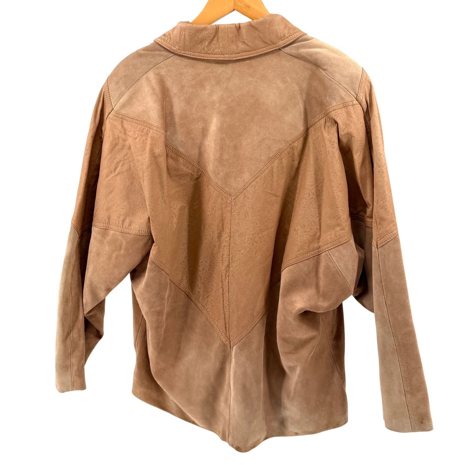 Vintage Vintage 80s Winlit Tan Genuine Leather Floral Suede Jacket Size L / US 10 / IT 46 - 5 Thumbnail