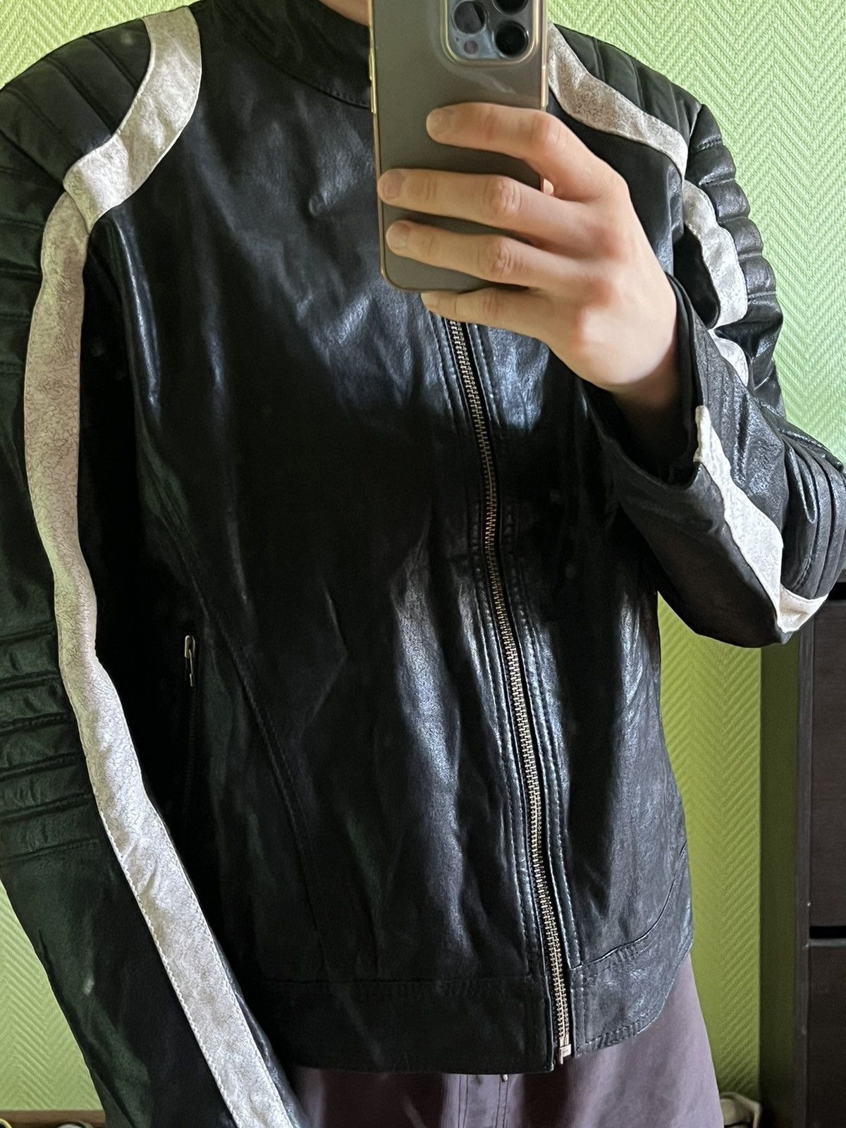 Other Striped Moto Racing Leather Jacket Size M Size US M / EU 48-50 / 2 - 8 Thumbnail