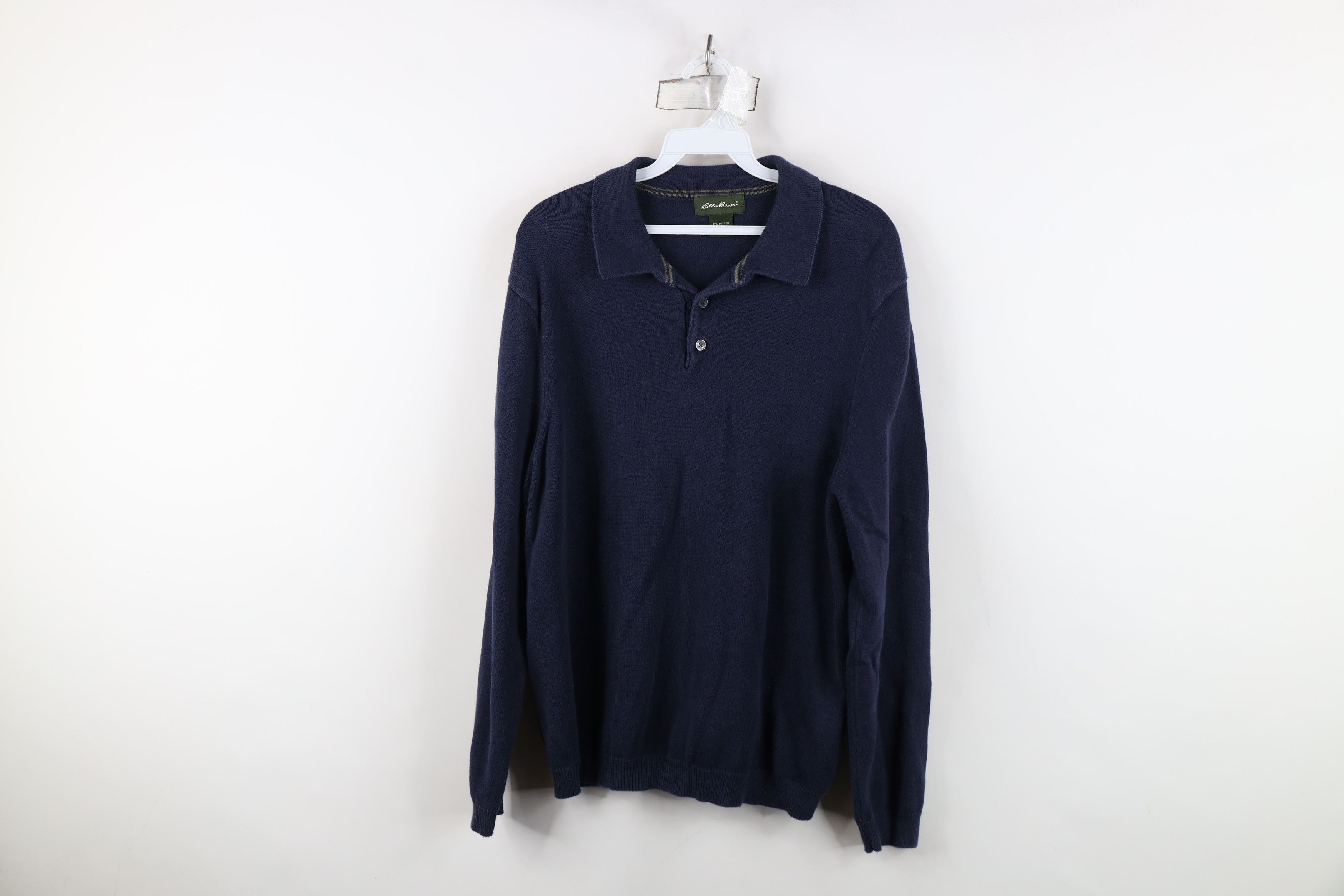 Eddie Bauer Vintage Eddie Bauer Blank Cotton Knit Collared Sweater Blue Size US M / EU 48-50 / 2 - 1 Thumbnail