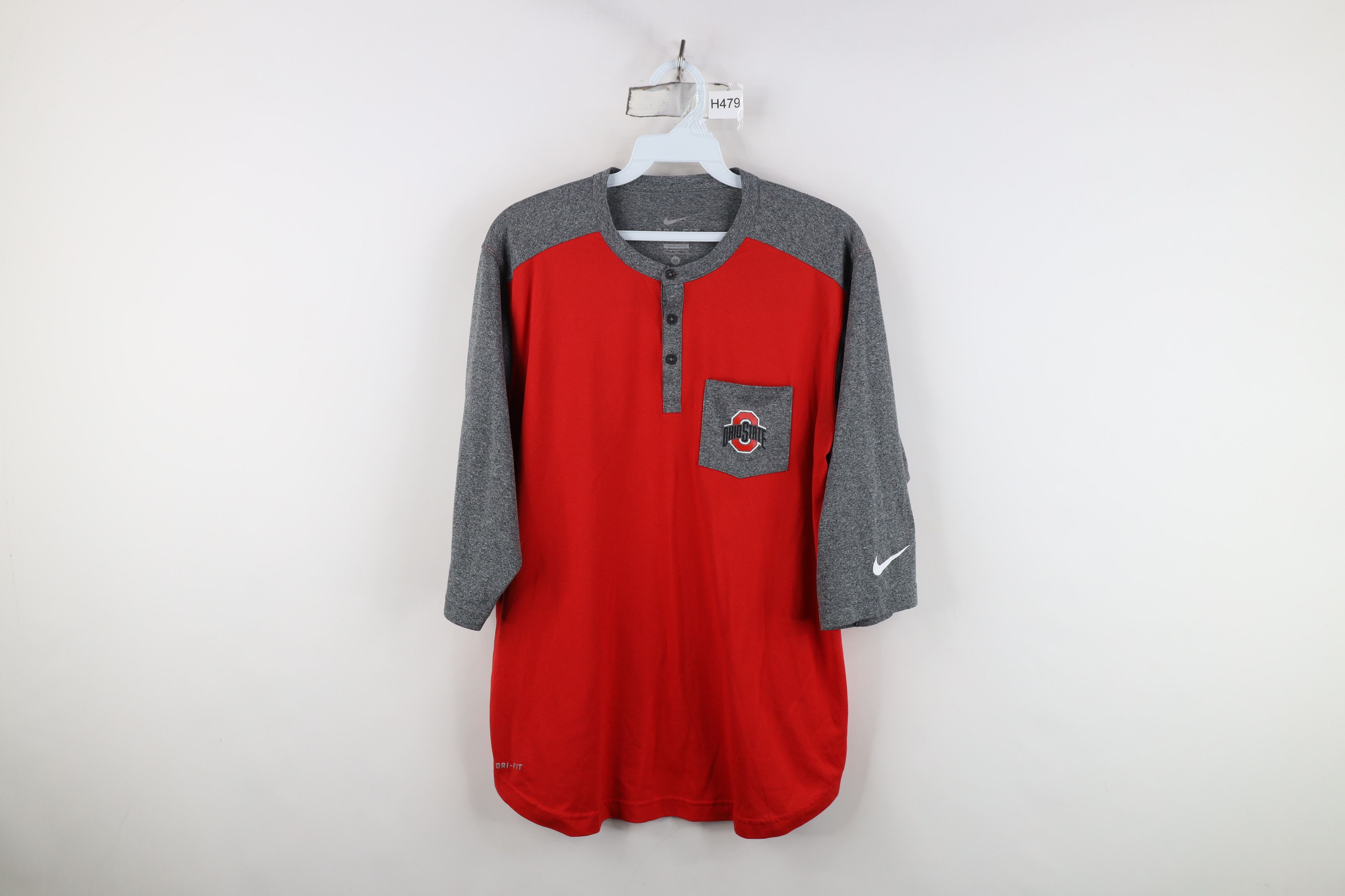 Nike Nike Ohio State University 3/4 Sleeve Raglan Henley T-Shirt Size US M / EU 48-50 / 2 - 1 Thumbnail