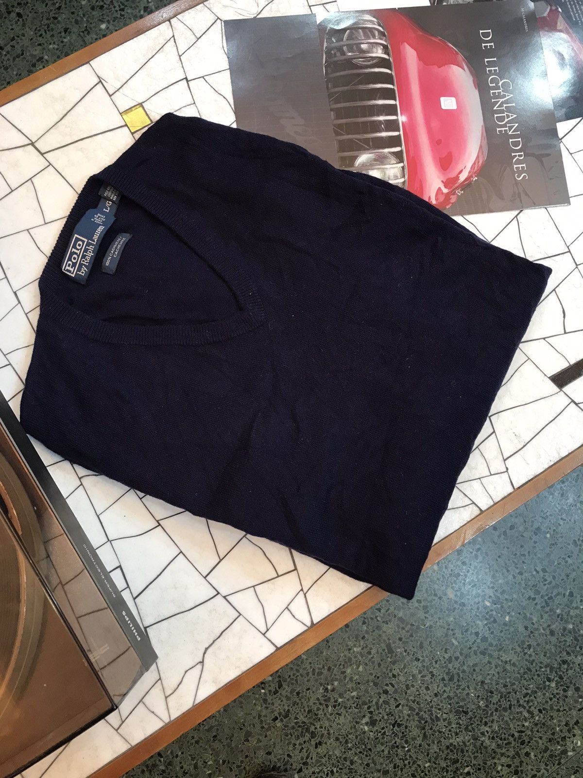 Polo Ralph Lauren PURE CASHMERE POLO RALPH LAUREN NAVY V-NECK Size US L / EU 52-54 / 3 - 2 Thumbnail