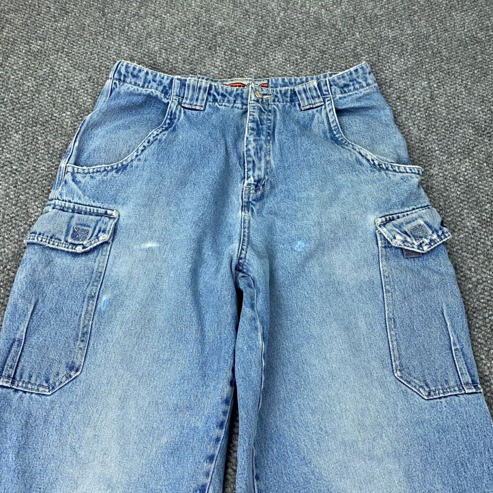 Kenneth Cole VINTAGE Kenneth Cole Cargo Jeans Men 34x29 Distressed Baggy Skate 90s Grunge Denim Size US 32 / EU 48 - 2 Thumbnail