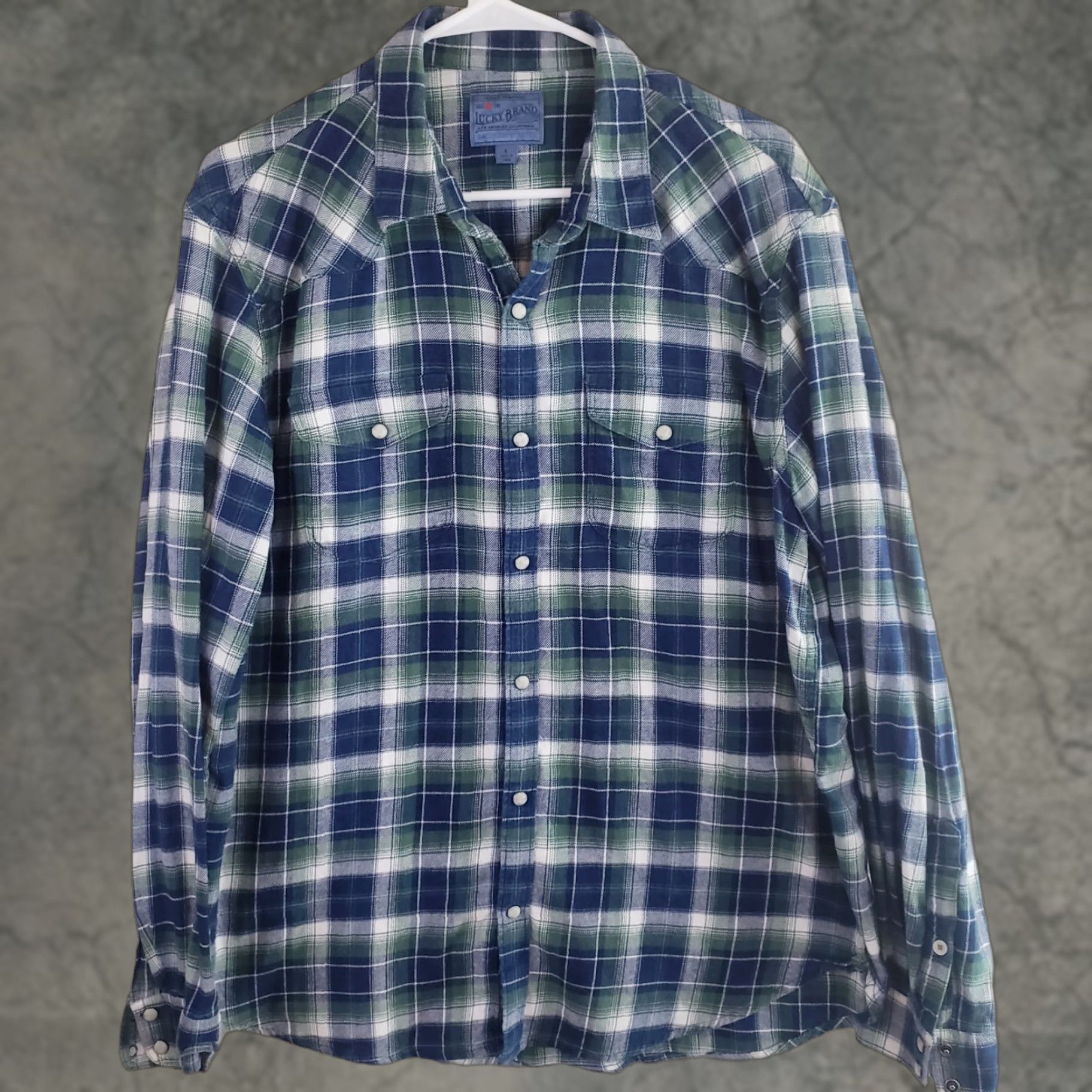 Lucky Brand Lucky Brand Western Pearl Snaps Flannel Saturday Stretch Plaid Long Sleeve Large Shirt Mens Multicolor Size US L / EU 52-54 / 3 - 1 Thumbnail