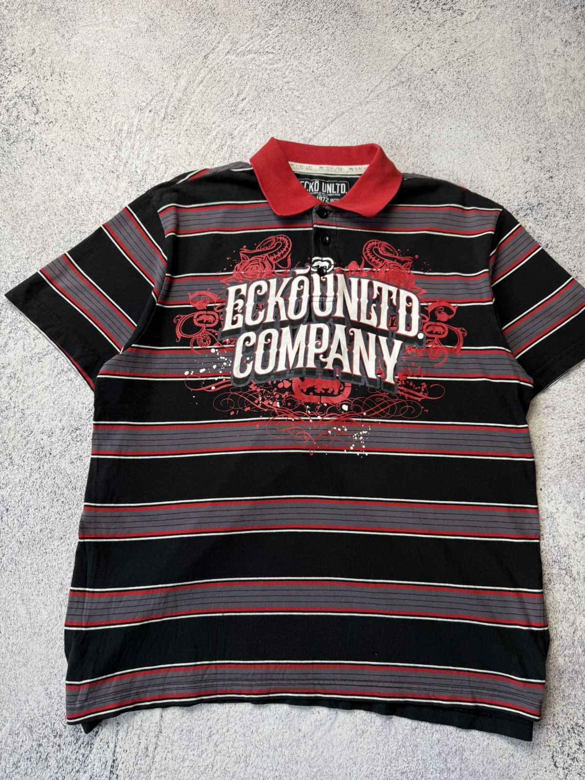 Ecko Unltd. VINTAGE Ecko Unltd Y2K Red Big logo Polo T-Shirt USA Size US L / EU 52-54 / 3 - 3 Thumbnail