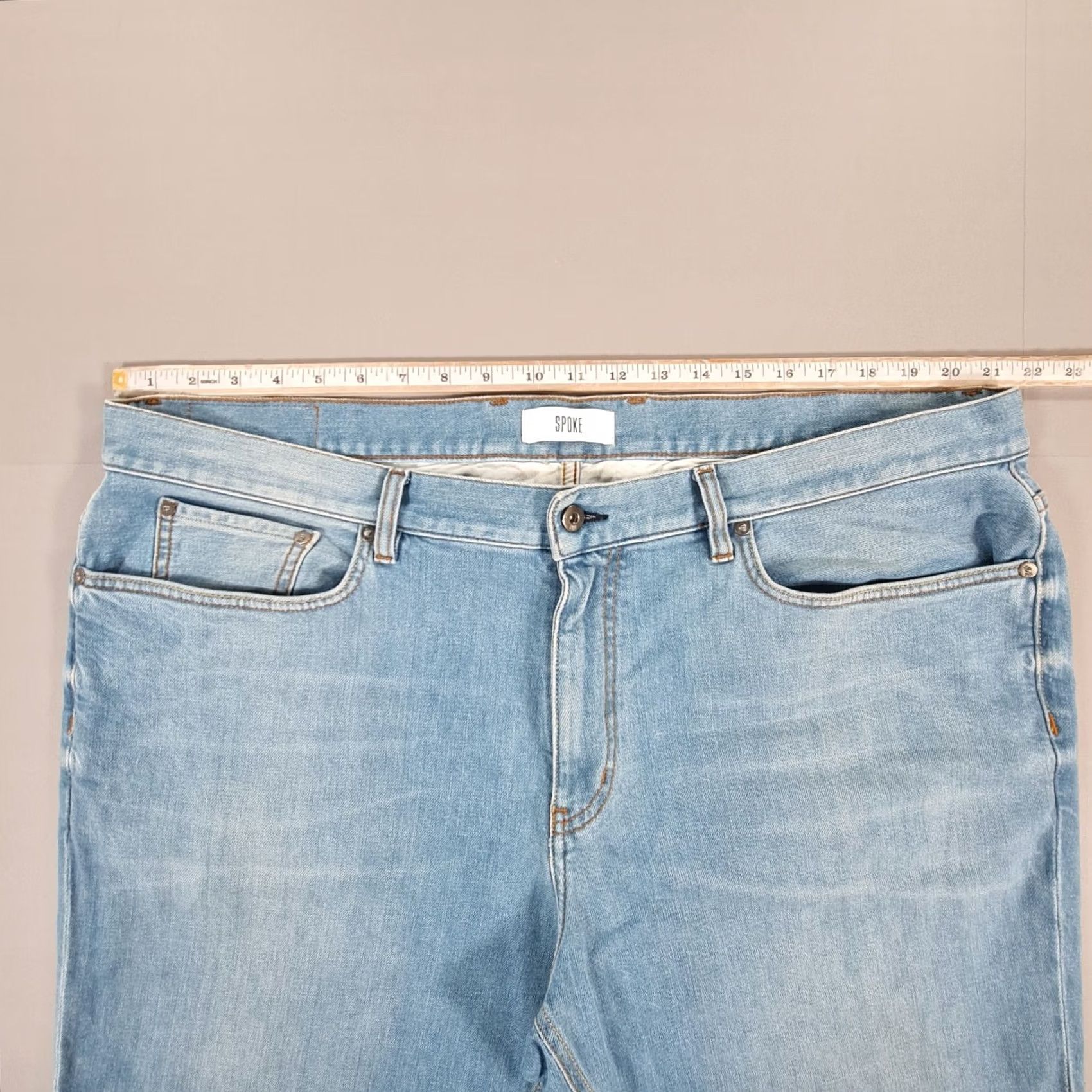Denime Spoke Jeans Blue W42 L30 Regular Fit Straight Stretch Denim Mens Pants Size US 33 - 4 Thumbnail
