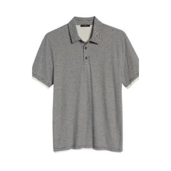 Vince Vince Mens Blue Striped Short Sleeve Layer Collared Button P Size US XL / EU 56 / 4 - 10 Thumbnail