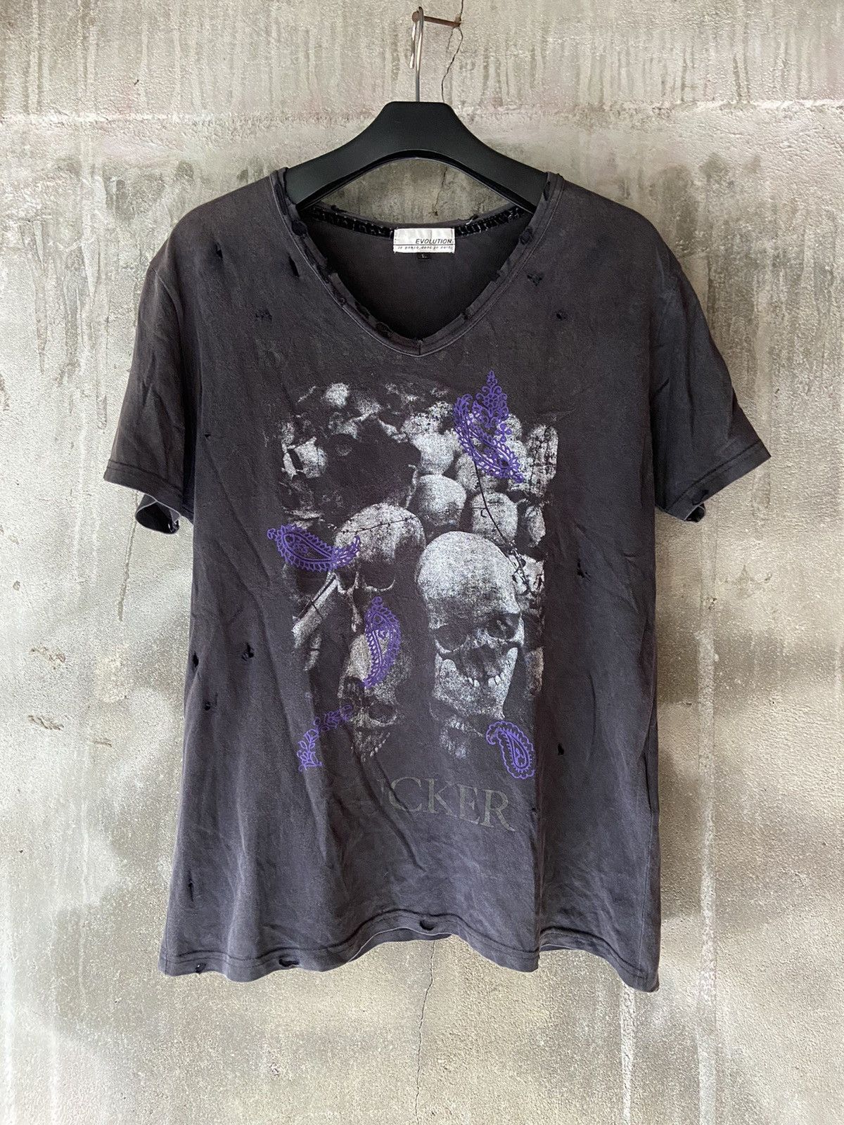 image of Hysteric Glamour x If Six Was Nine Bad Mother Fker Japanese Trashed Tee in Black (Size Medium)