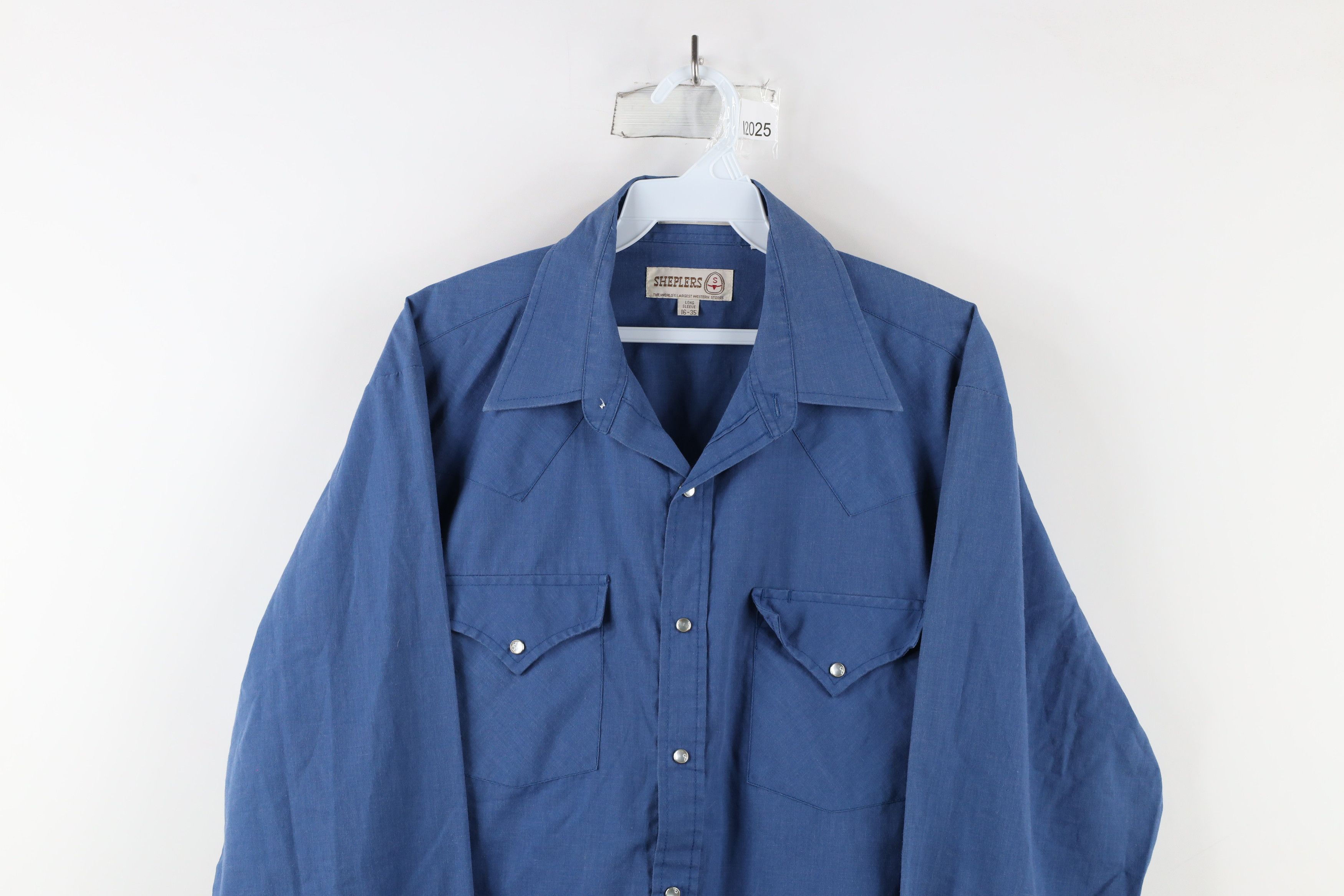 Vintage Vintage 70s Rockabilly Snap Button Western Rodeo Shirt Blue Size US M / EU 48-50 / 2 - 2 Thumbnail
