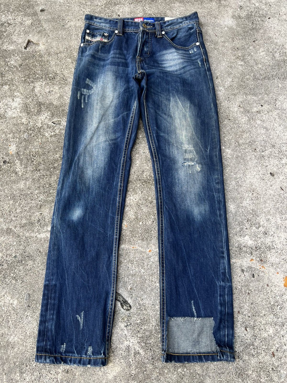 Adidas × Diesel 💥Vintage Diesel Industry x Adidas Distress Jean Size US 29 - 1 Thumbnail