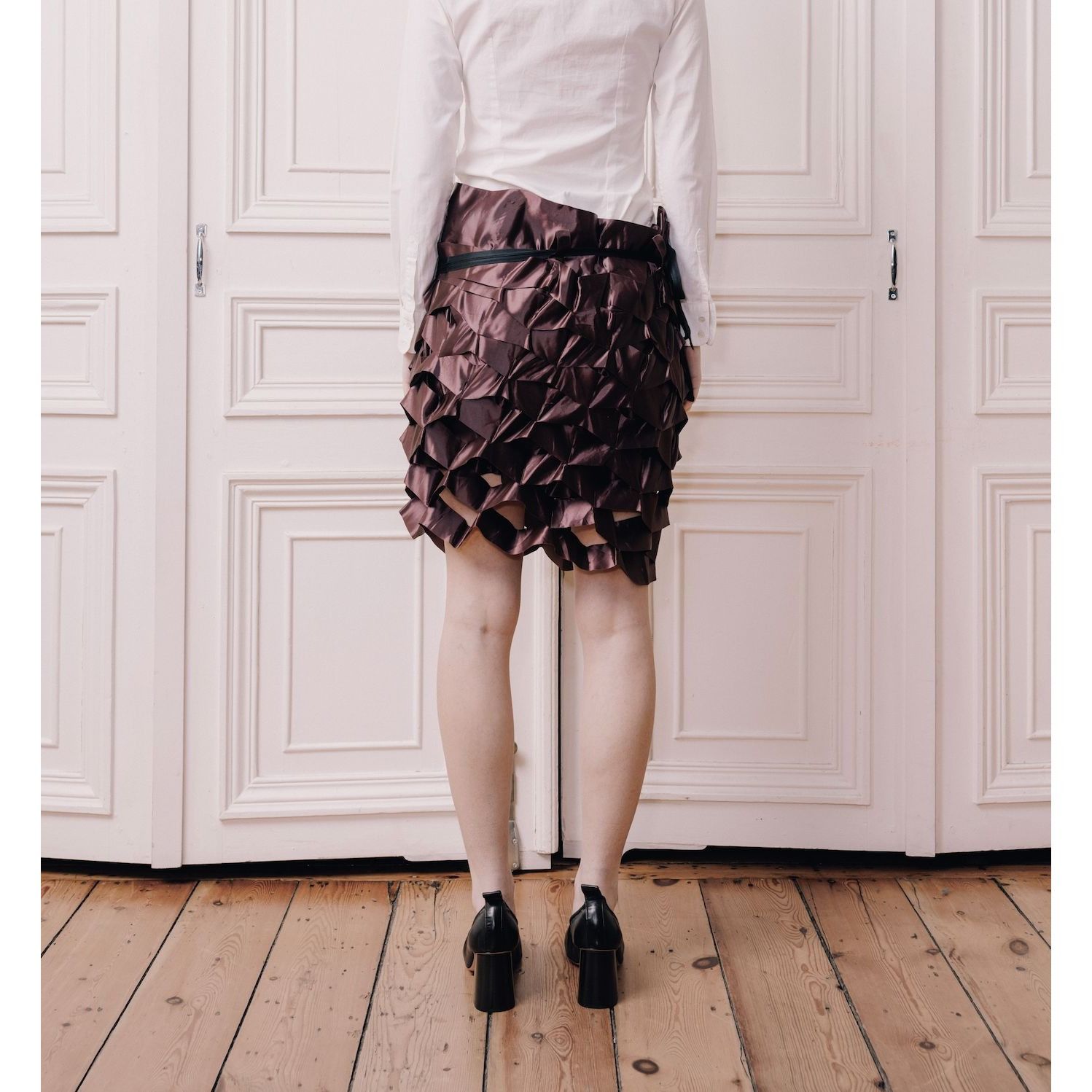 Issey Miyake Spring Summer 1991 Burgundy Ruffle Skirt Size 26" / US 2 / IT 38 - 6 Thumbnail